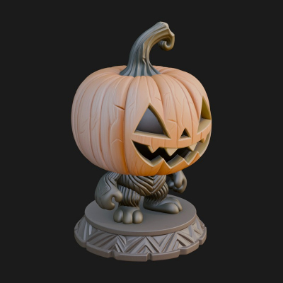 Chibi Pumpkin Head Imp Statue Design 3 3D Print Model