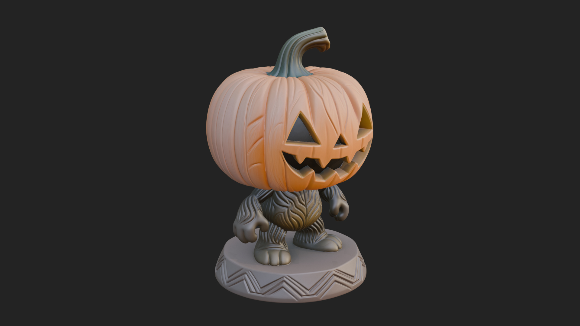 Chibi Pumpkin Head Imp Statue Design 4 3D Print Model 3D Model
