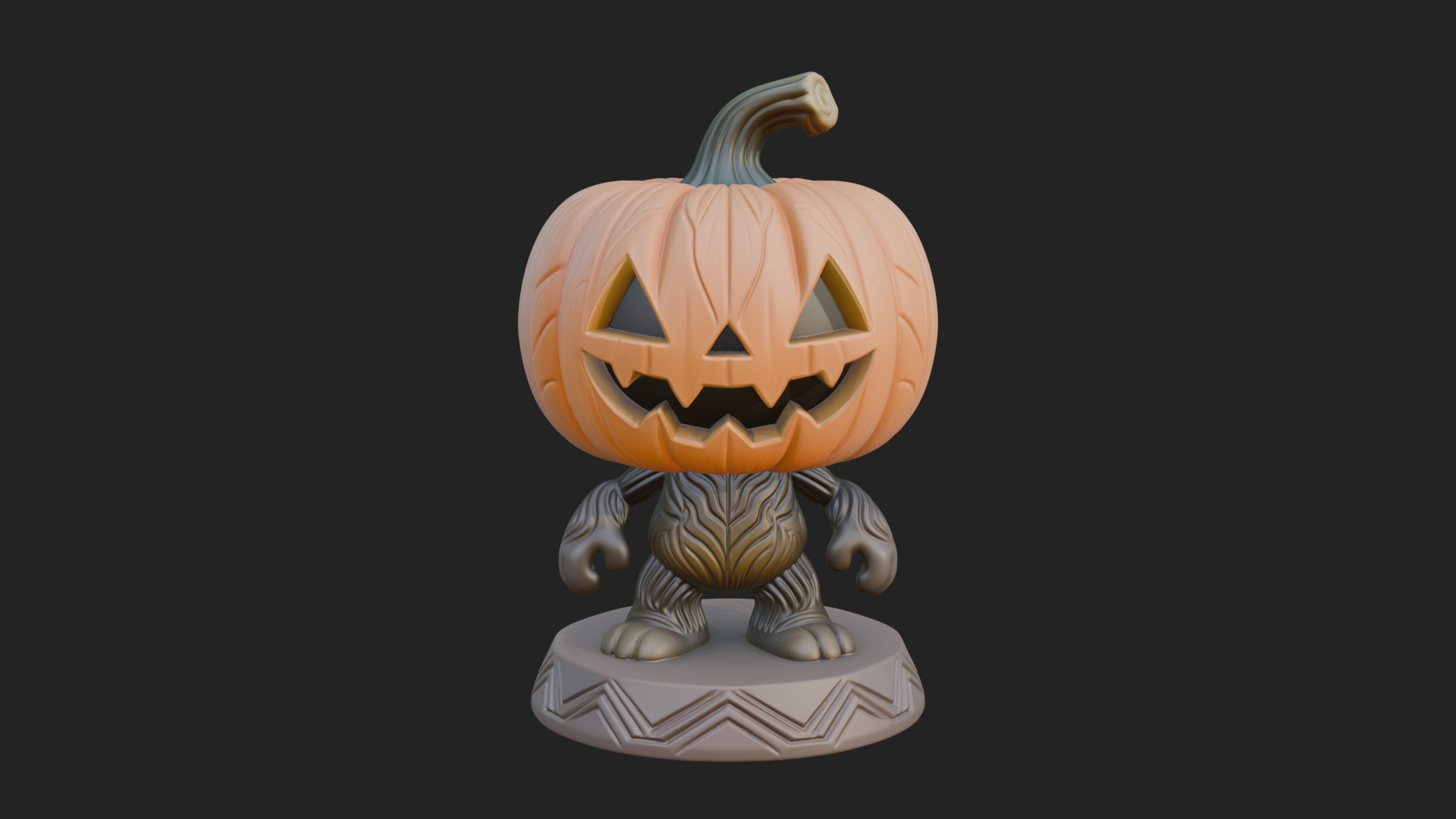 Chibi Pumpkin Head Imp Statue Design 4 3D Print Model 3D Model