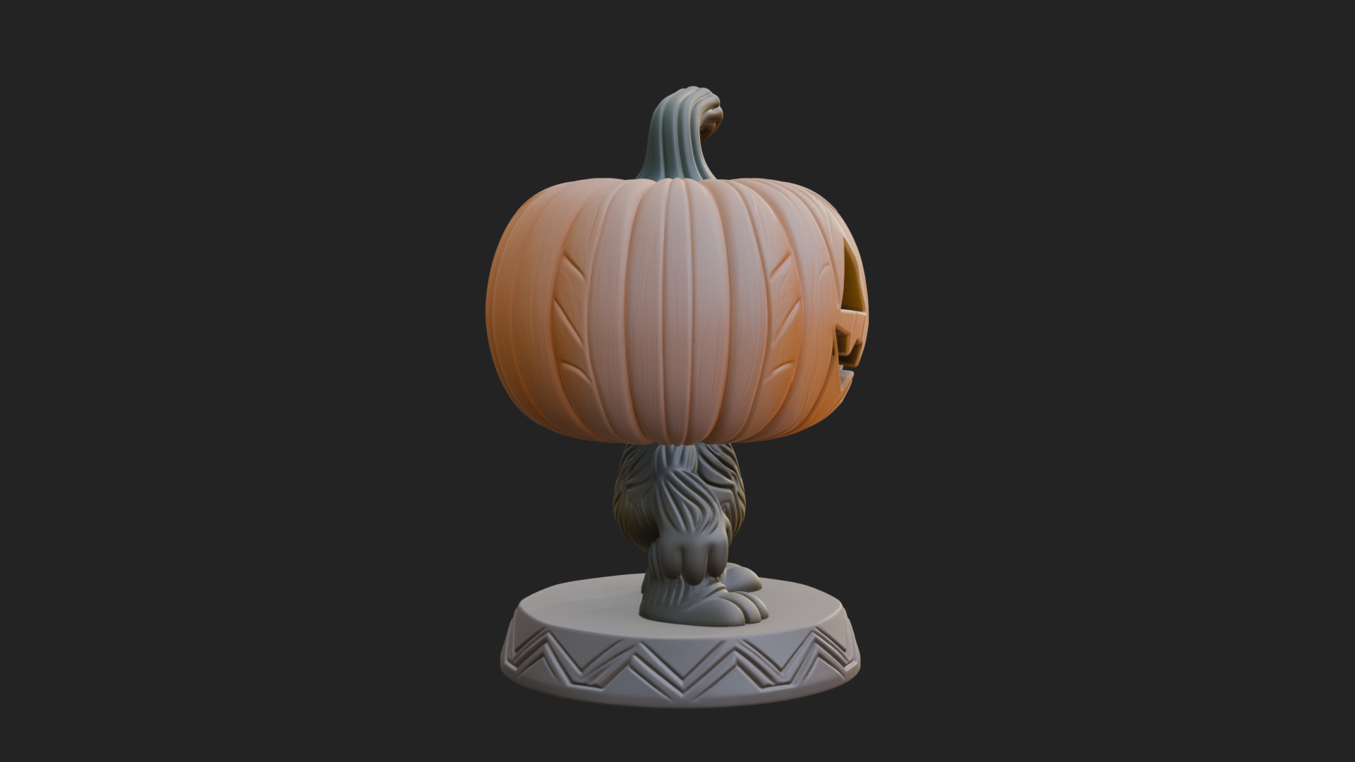 Chibi Pumpkin Head Imp Statue Design 4 3D Print Model 3D Model