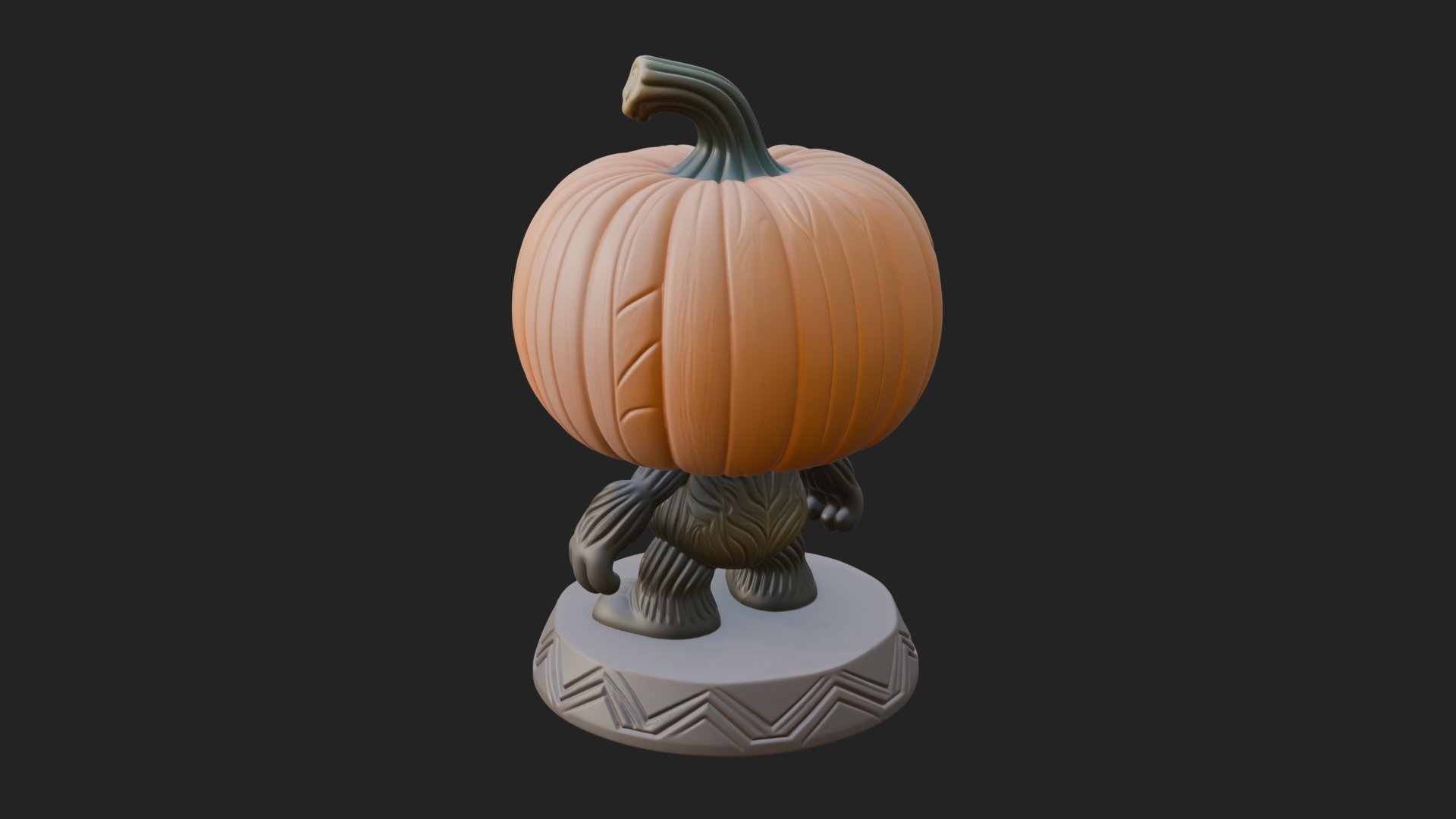 Chibi Pumpkin Head Imp Statue Design 4 3D Print Model 3D Model