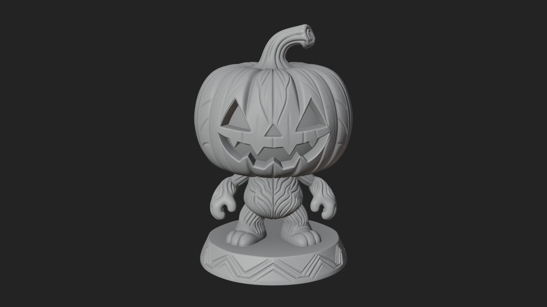 Chibi Pumpkin Head Imp Statue Design 4 3D Print Model 3D Model