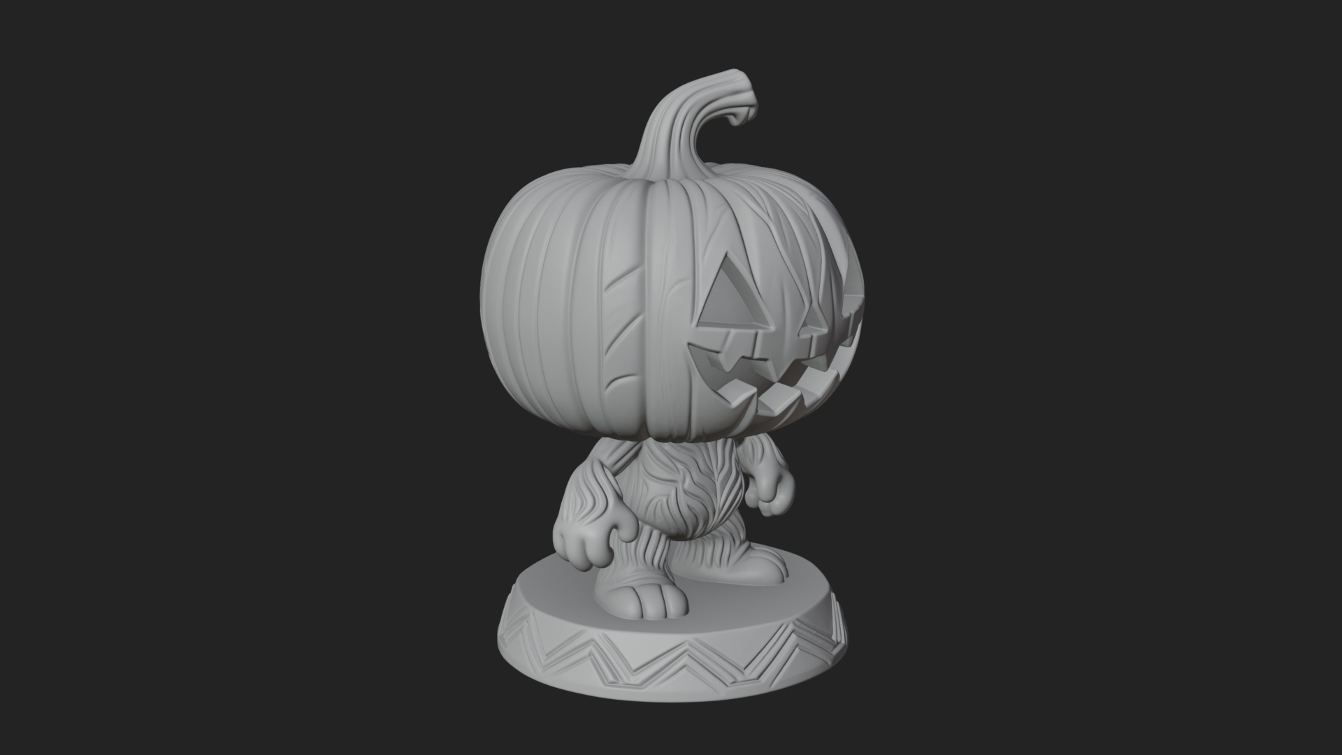 Chibi Pumpkin Head Imp Statue Design 4 3D Print Model 3D Model