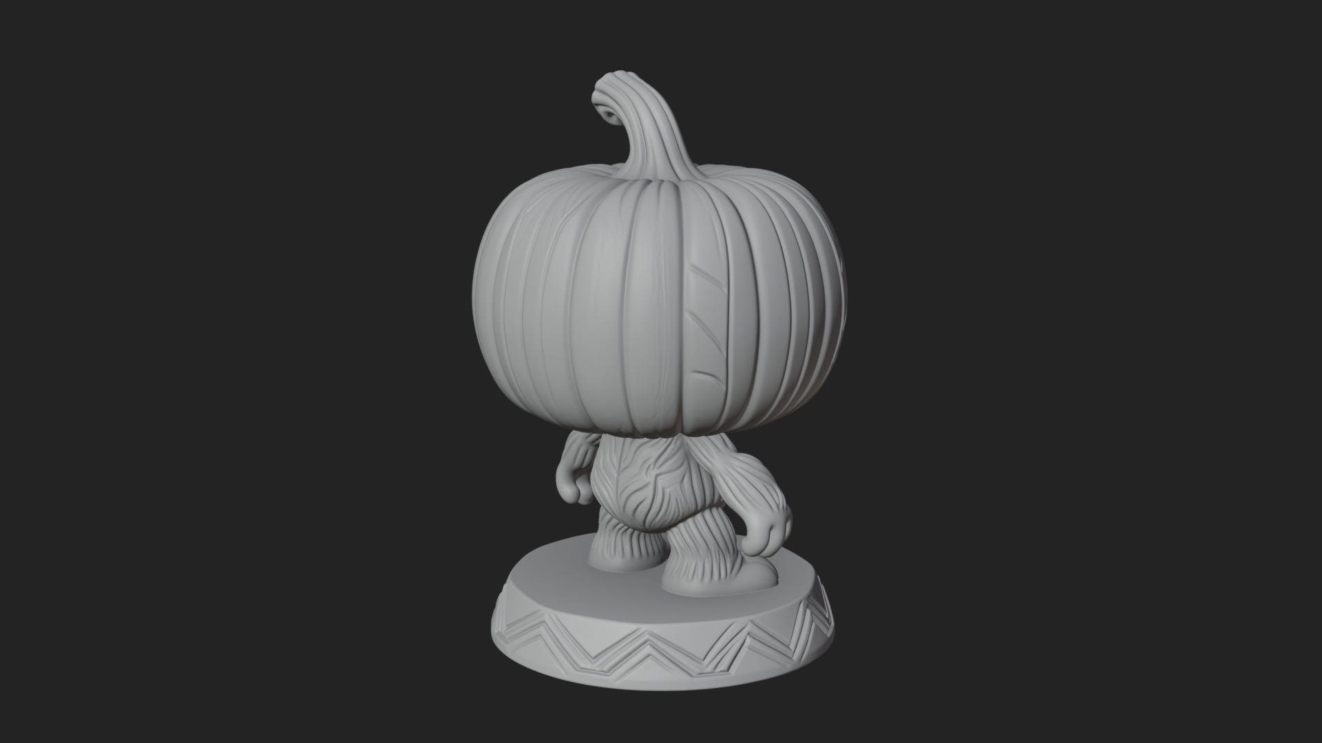 Chibi Pumpkin Head Imp Statue Design 4 3D Print Model 3D Model