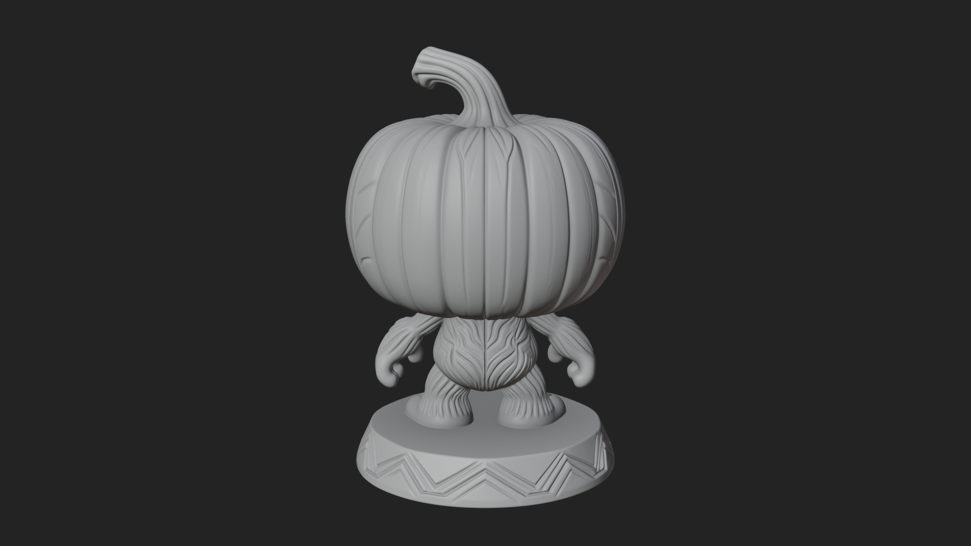 Chibi Pumpkin Head Imp Statue Design 4 3D Print Model 3D Model