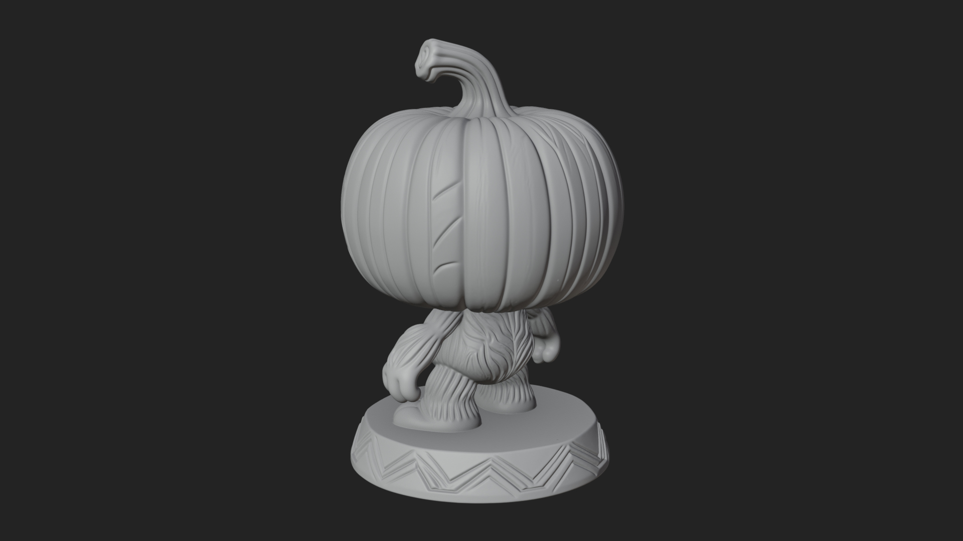 Chibi Pumpkin Head Imp Statue Design 4 3D Print Model 3D Model