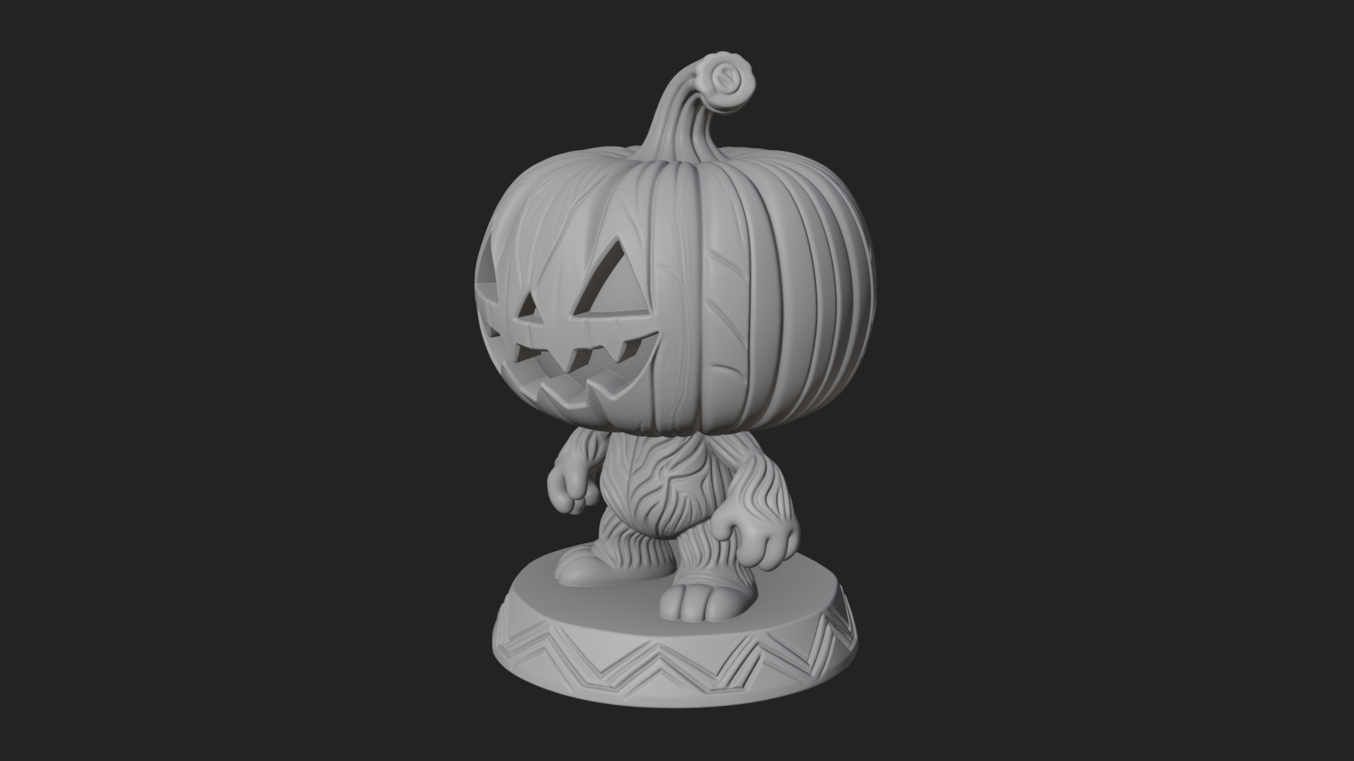 Chibi Pumpkin Head Imp Statue Design 4 3D Print Model 3D Model