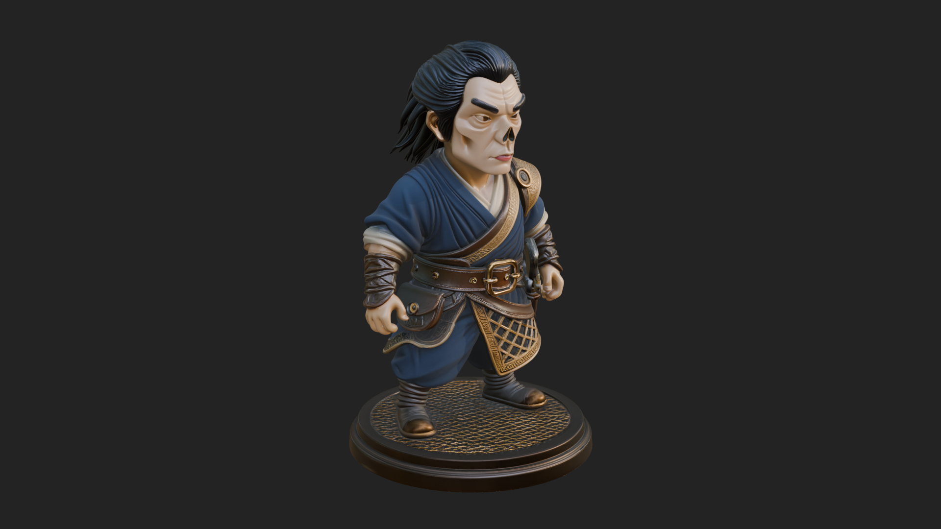 Chibi Robe Swordsman Statue Design 1 3D Print Model 3D Model