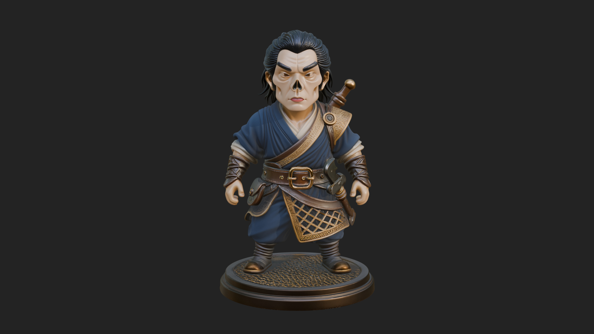 Chibi Robe Swordsman Statue Design 1 3D Print Model 3D Model