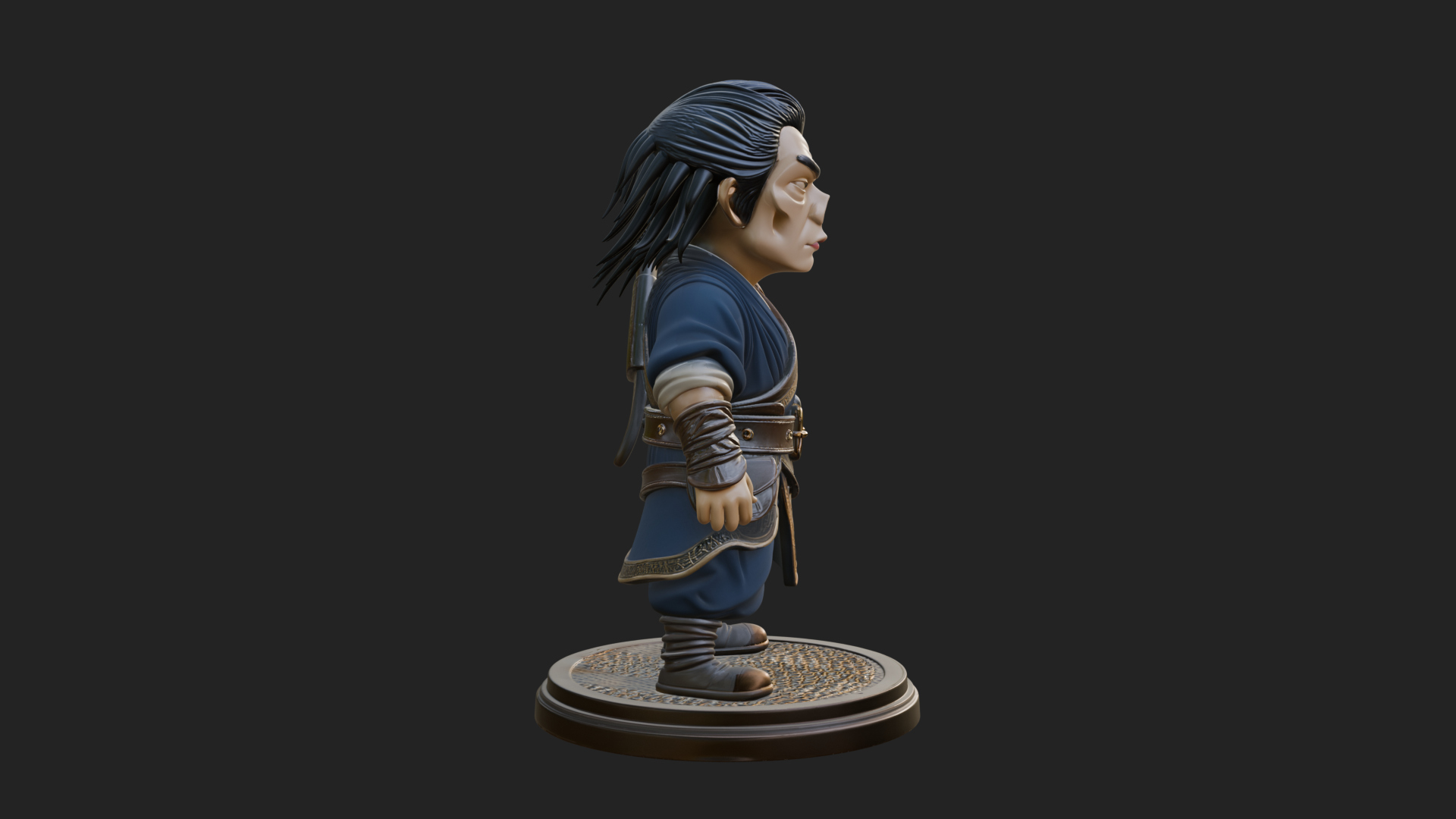 Chibi Robe Swordsman Statue Design 1 3D Print Model 3D Model