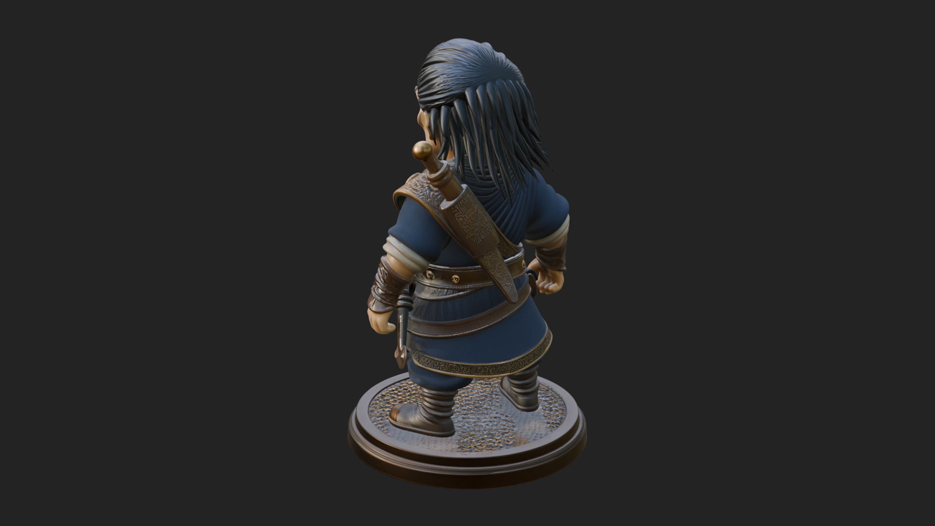 Chibi Robe Swordsman Statue Design 1 3D Print Model 3D Model