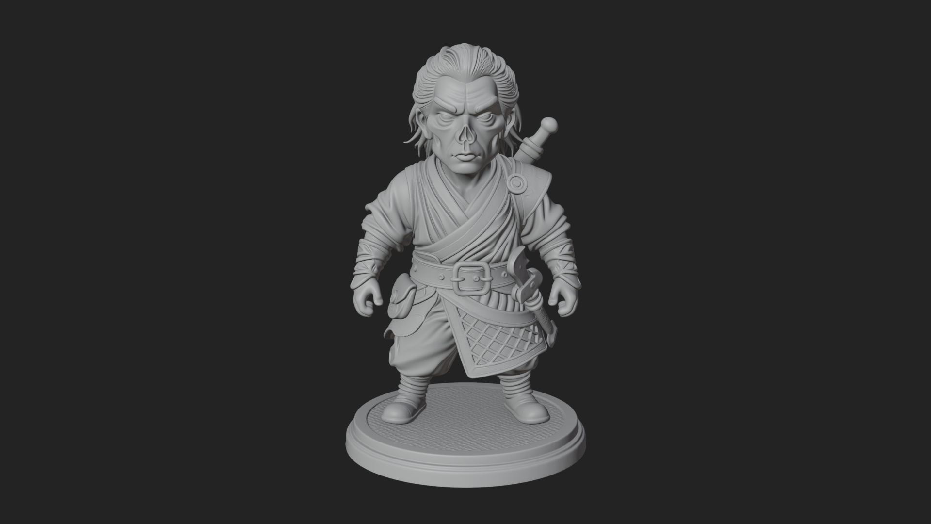 Chibi Robe Swordsman Statue Design 1 3D Print Model 3D Model