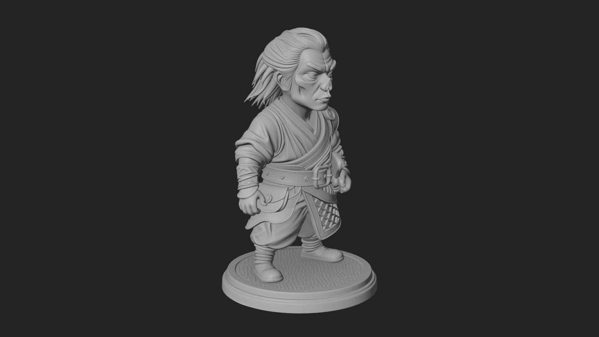 Chibi Robe Swordsman Statue Design 1 3D Print Model 3D Model