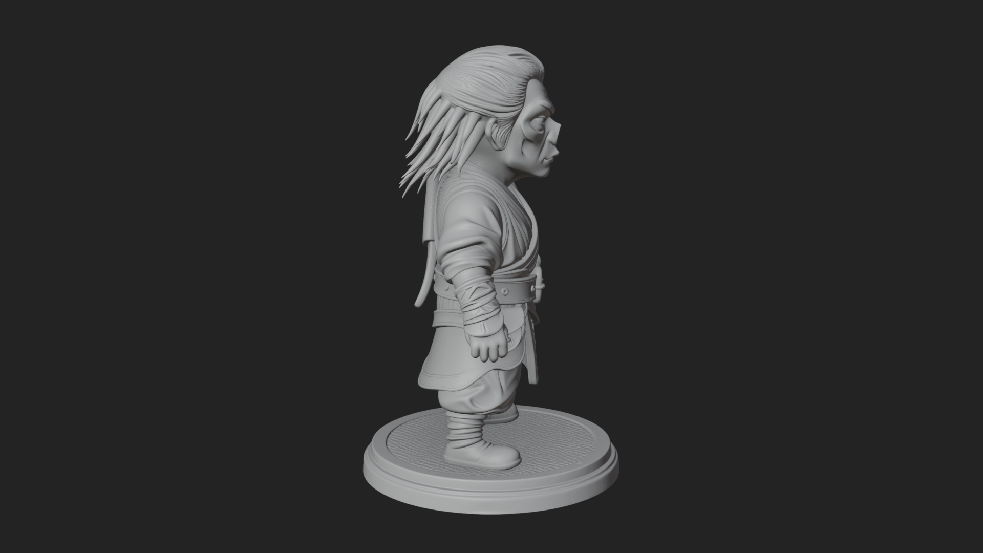Chibi Robe Swordsman Statue Design 1 3D Print Model 3D Model