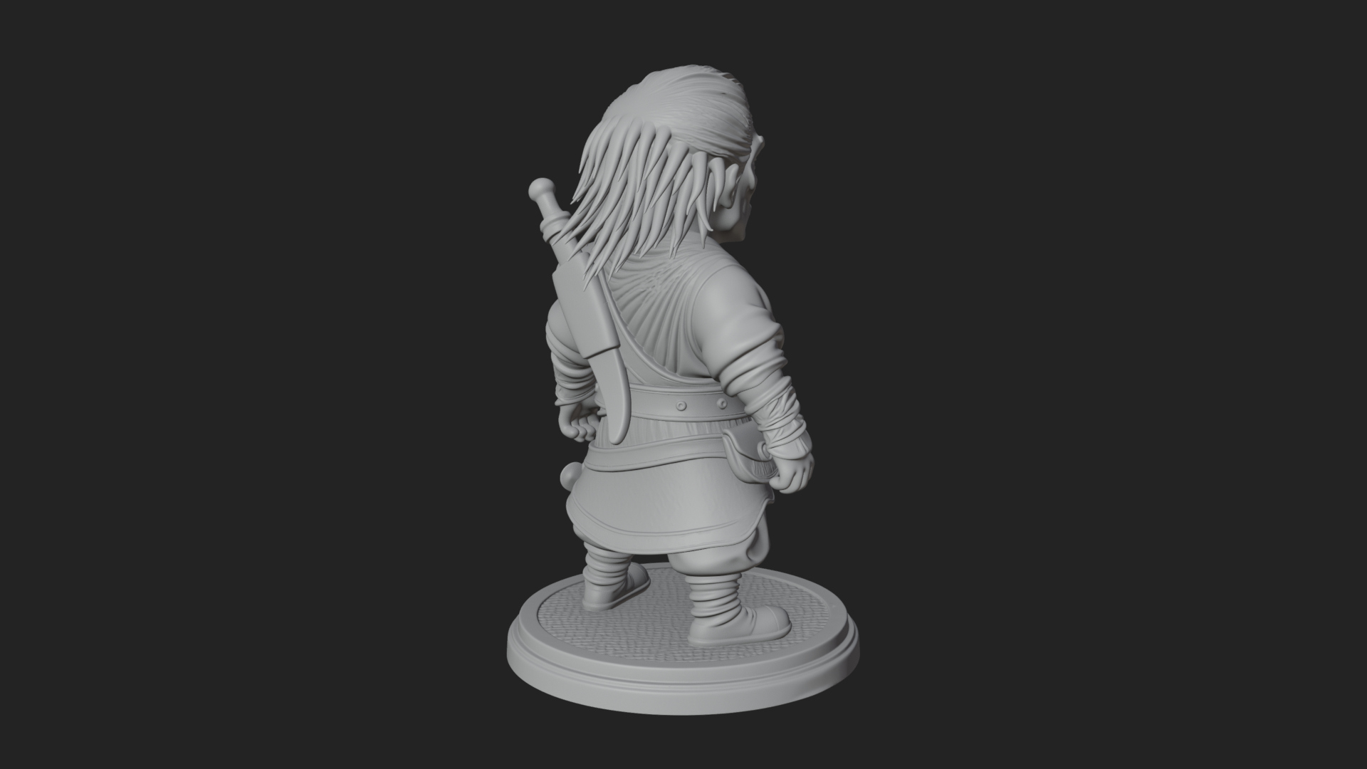 Chibi Robe Swordsman Statue Design 1 3D Print Model 3D Model