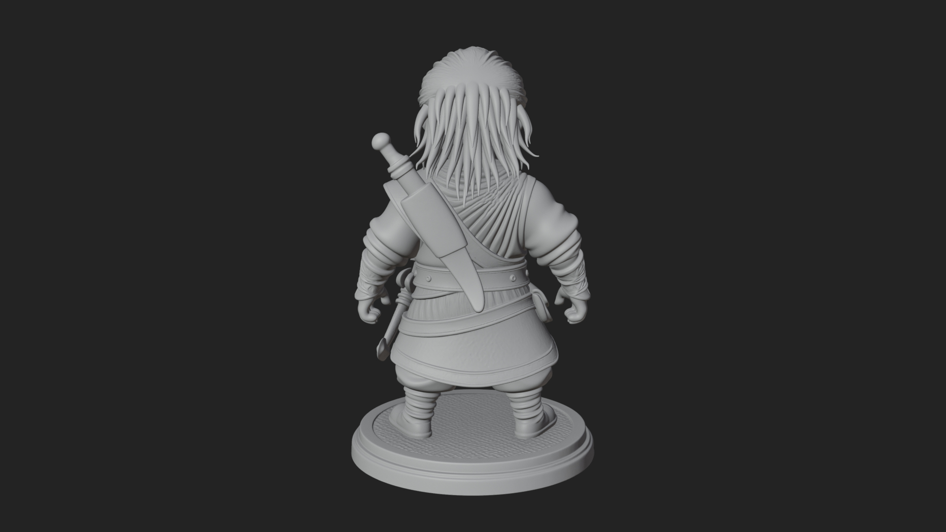 Chibi Robe Swordsman Statue Design 1 3D Print Model 3D Model