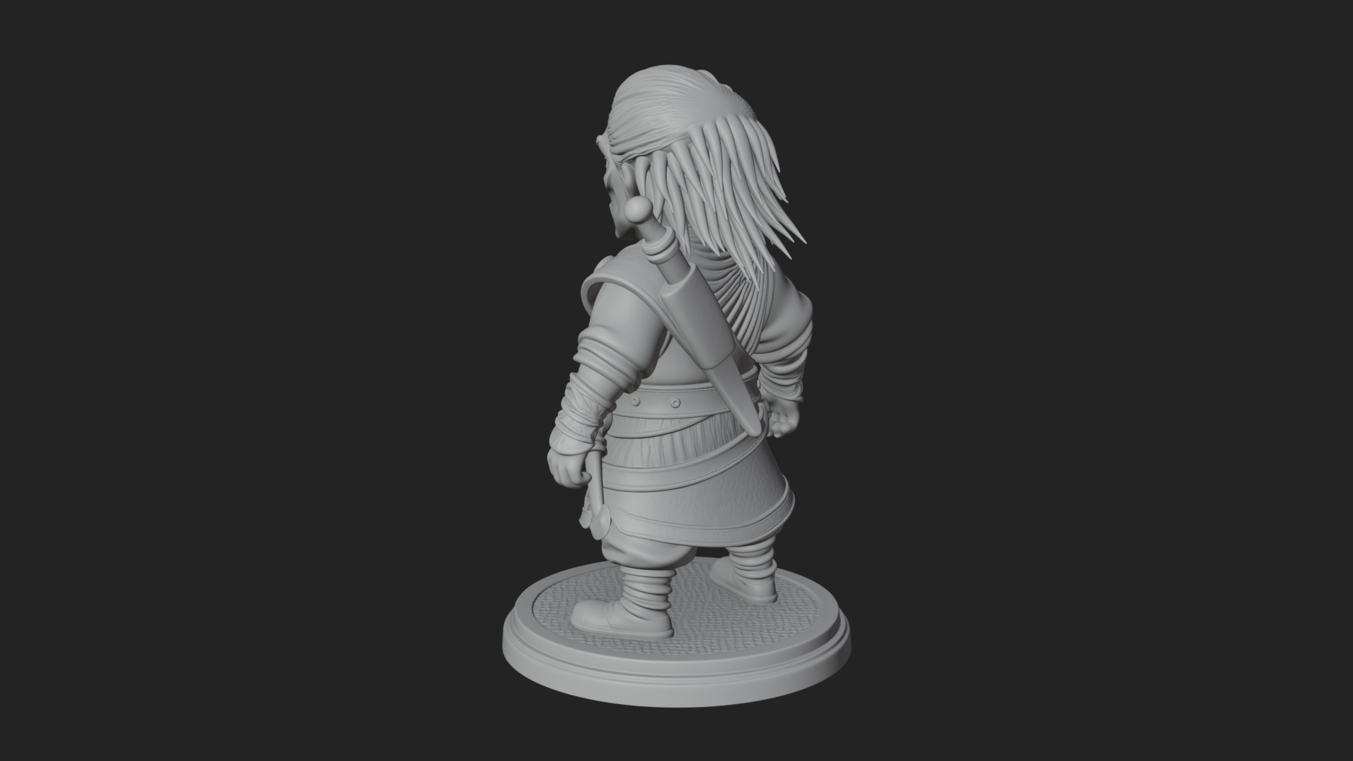 Chibi Robe Swordsman Statue Design 1 3D Print Model 3D Model
