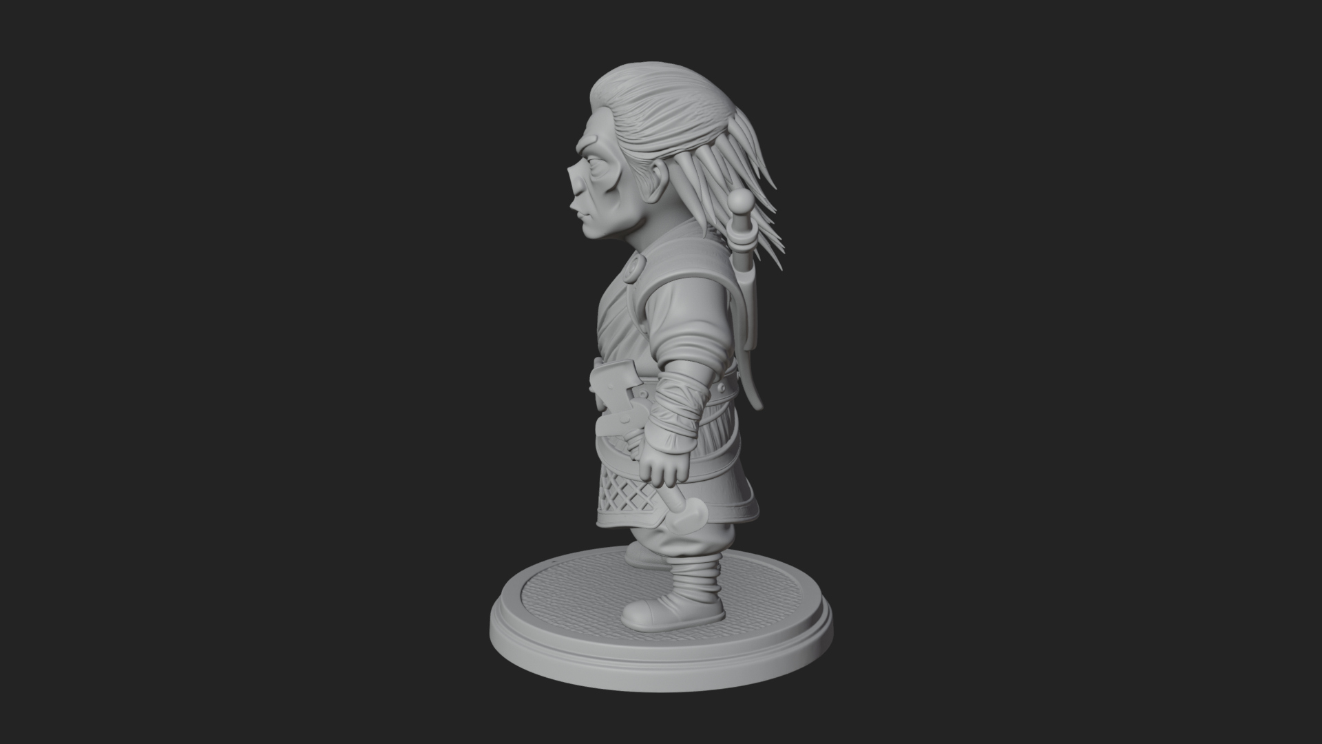 Chibi Robe Swordsman Statue Design 1 3D Print Model 3D Model