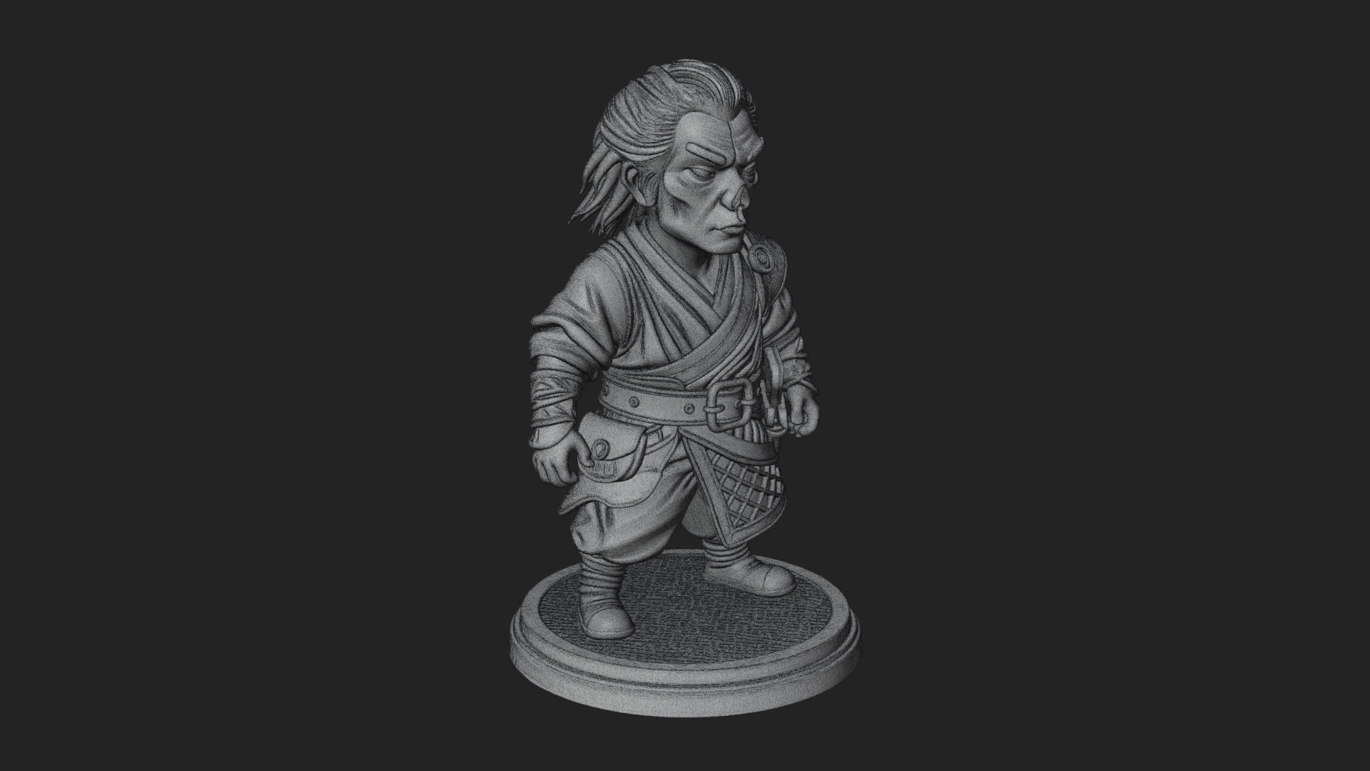 Chibi Robe Swordsman Statue Design 1 3D Print Model 3D Model