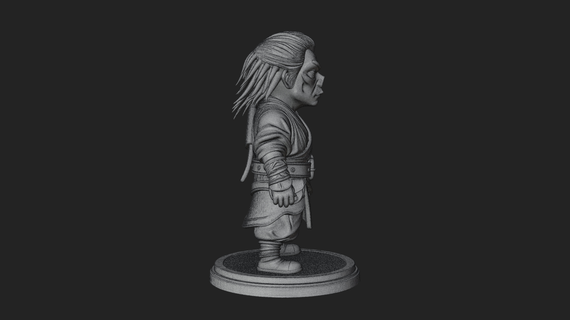 Chibi Robe Swordsman Statue Design 1 3D Print Model 3D Model