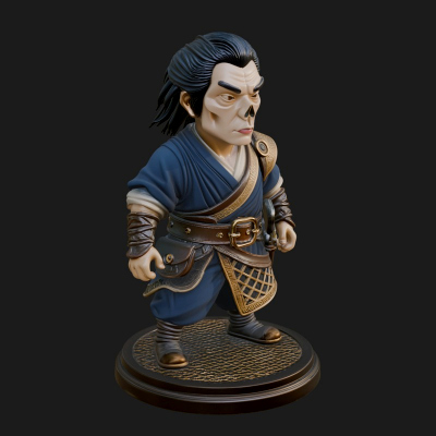 Chibi Robe Swordsman Statue Design 1 3D Print Model