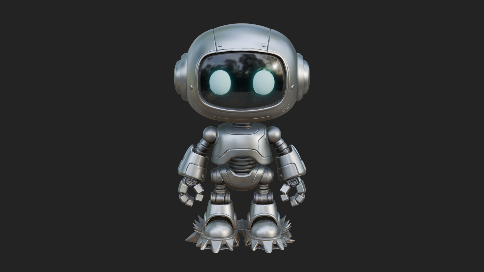 Chibi Round Head Robot Statue Design 1 3D Print Model 3D Model
