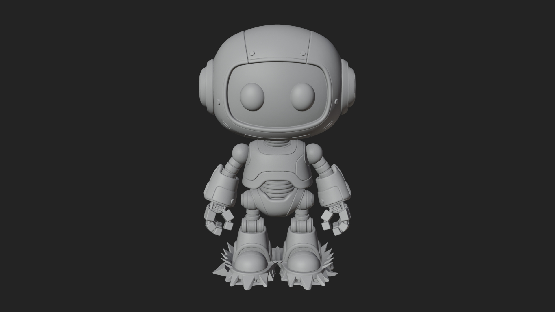 Chibi Round Head Robot Statue Design 1 3D Print Model 3D Model