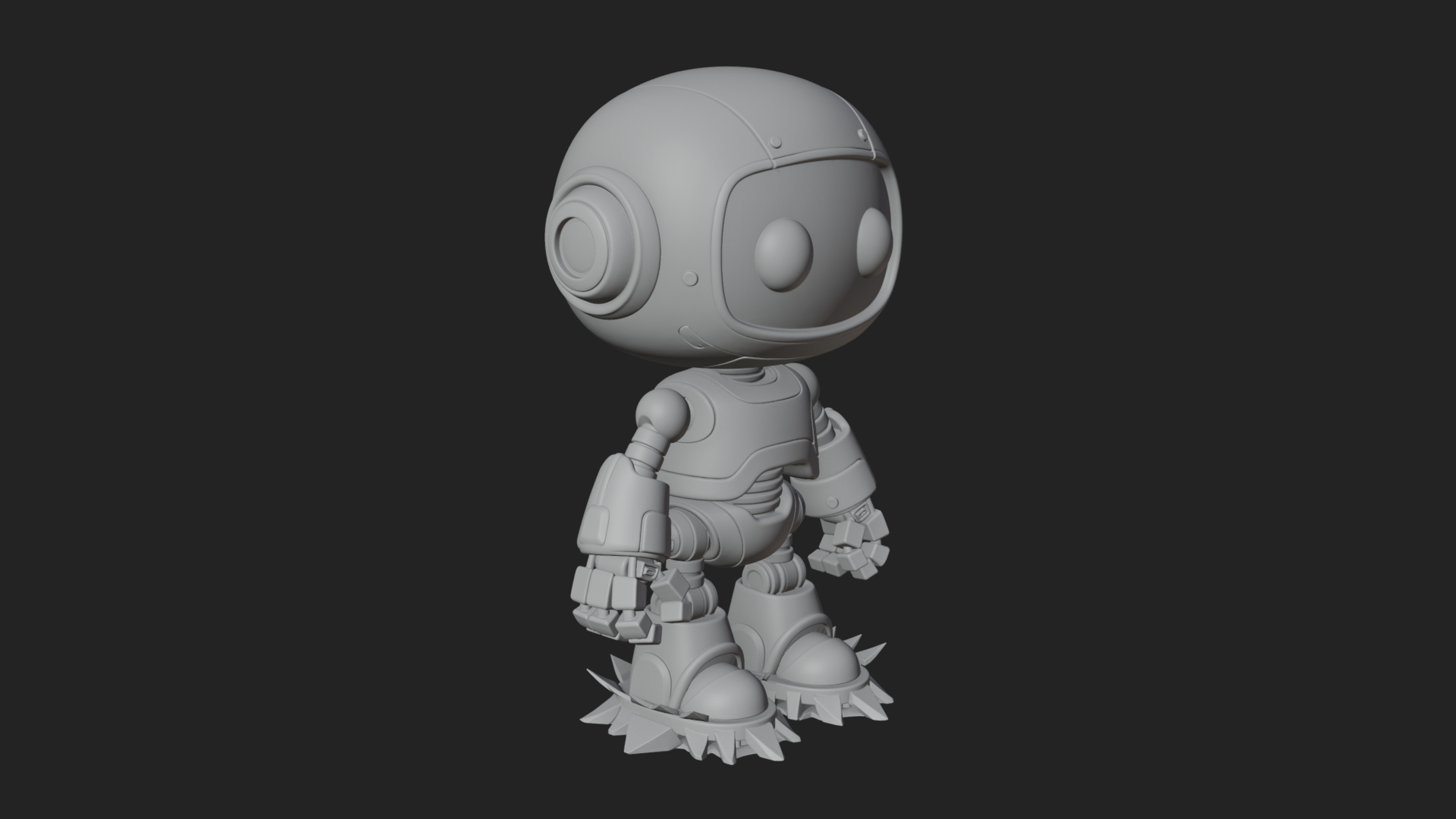 Chibi Round Head Robot Statue Design 1 3D Print Model 3D Model