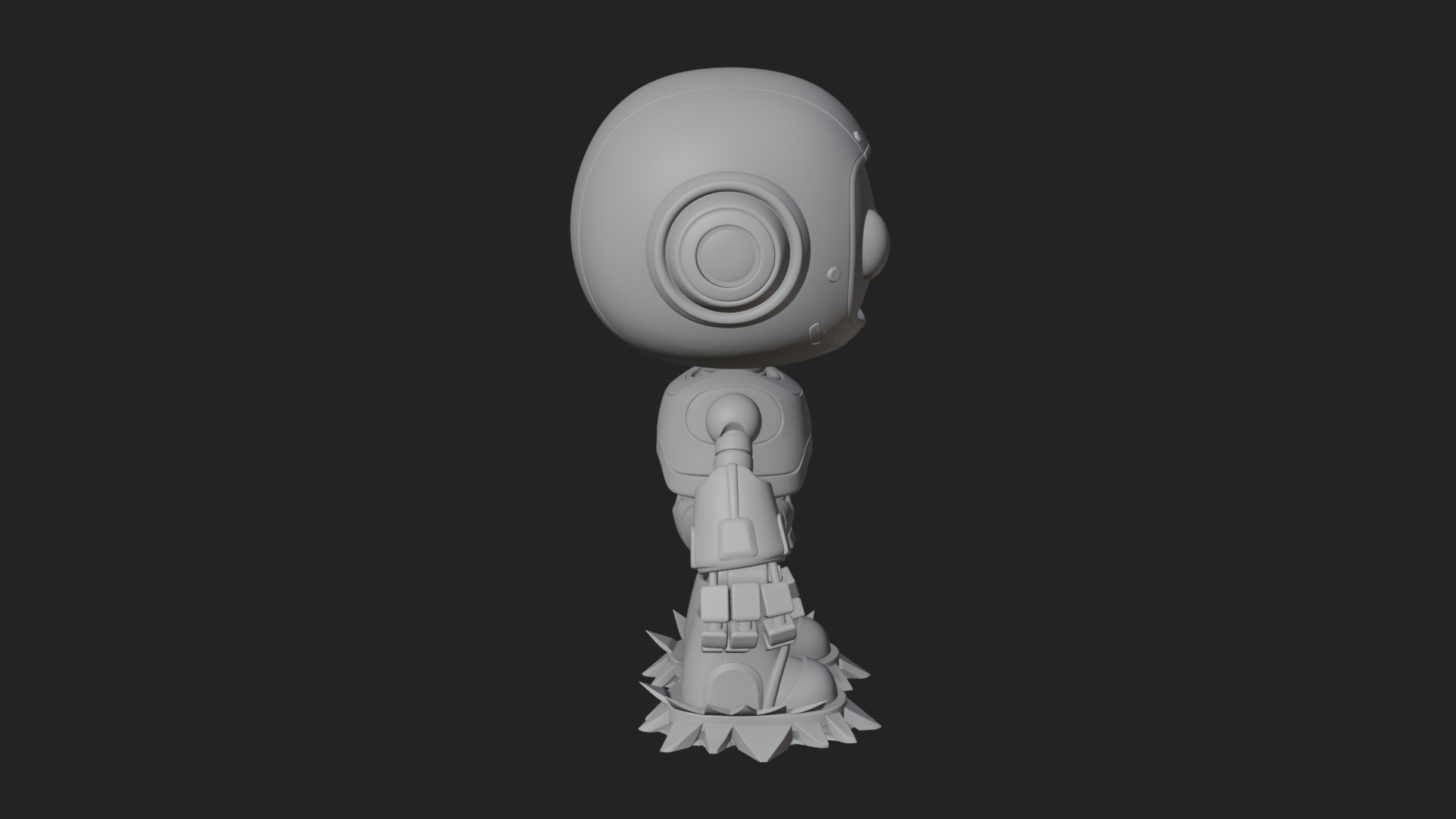 Chibi Round Head Robot Statue Design 1 3D Print Model 3D Model