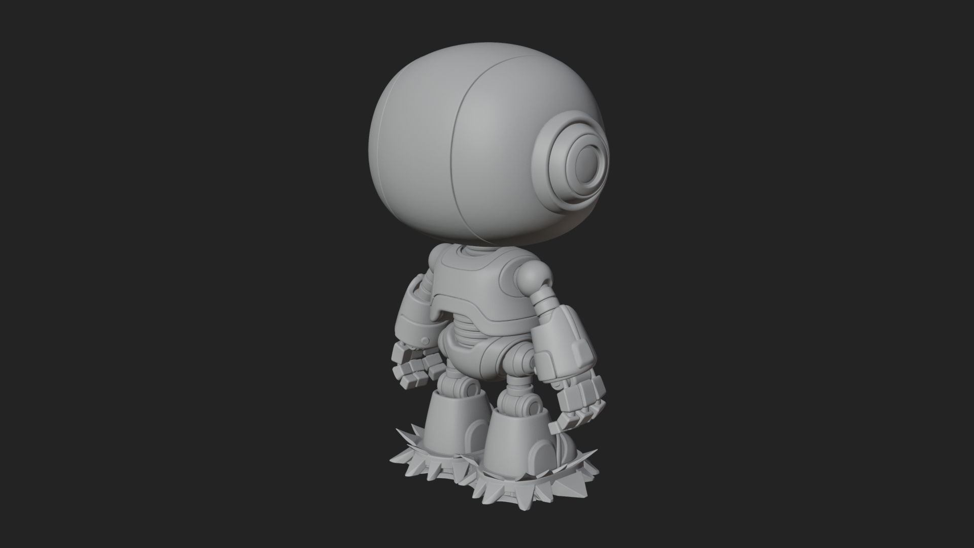 Chibi Round Head Robot Statue Design 1 3D Print Model 3D Model