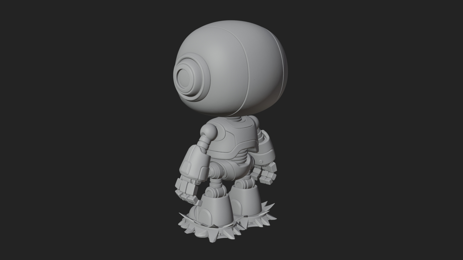 Chibi Round Head Robot Statue Design 1 3D Print Model 3D Model