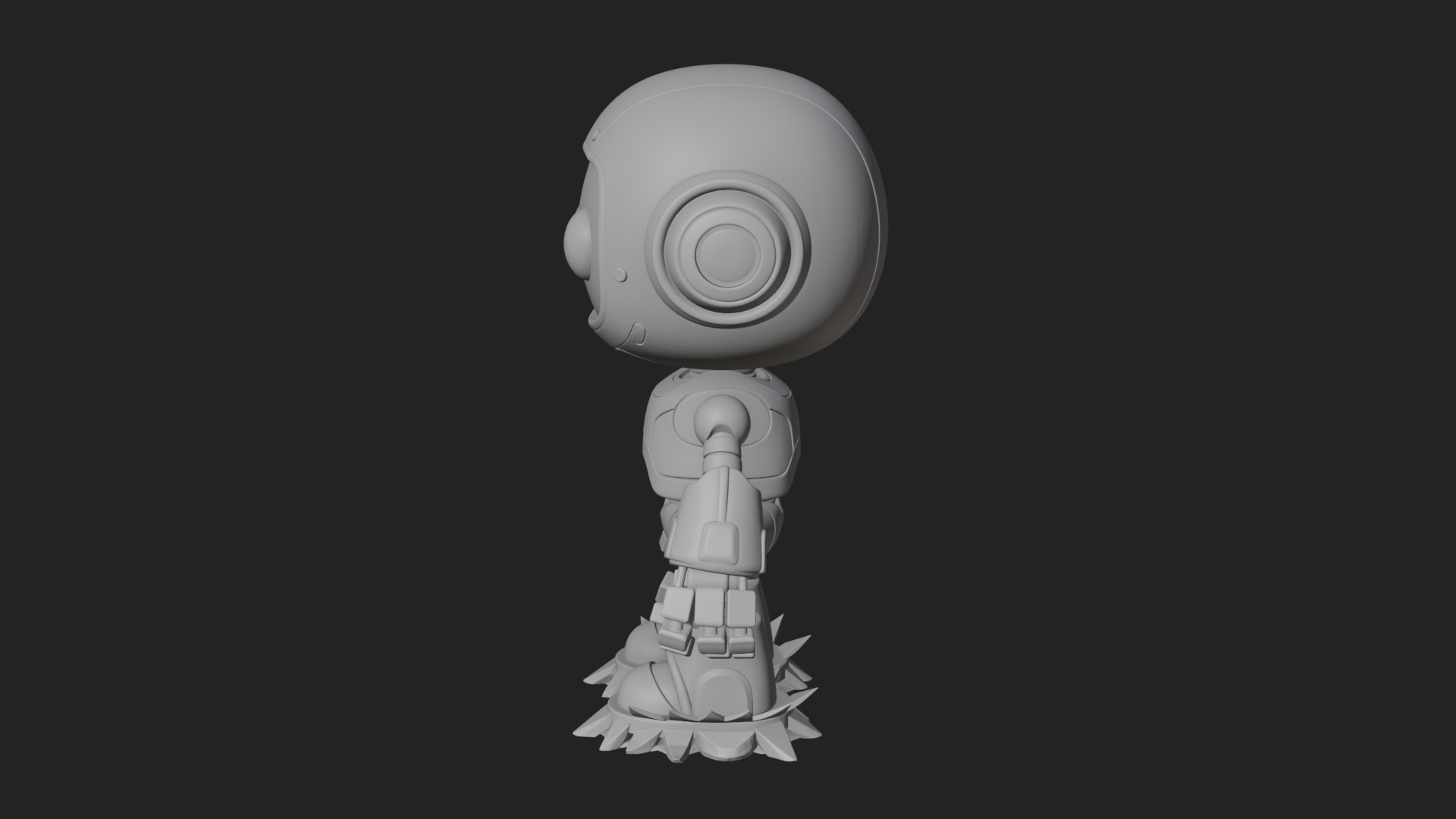 Chibi Round Head Robot Statue Design 1 3D Print Model 3D Model