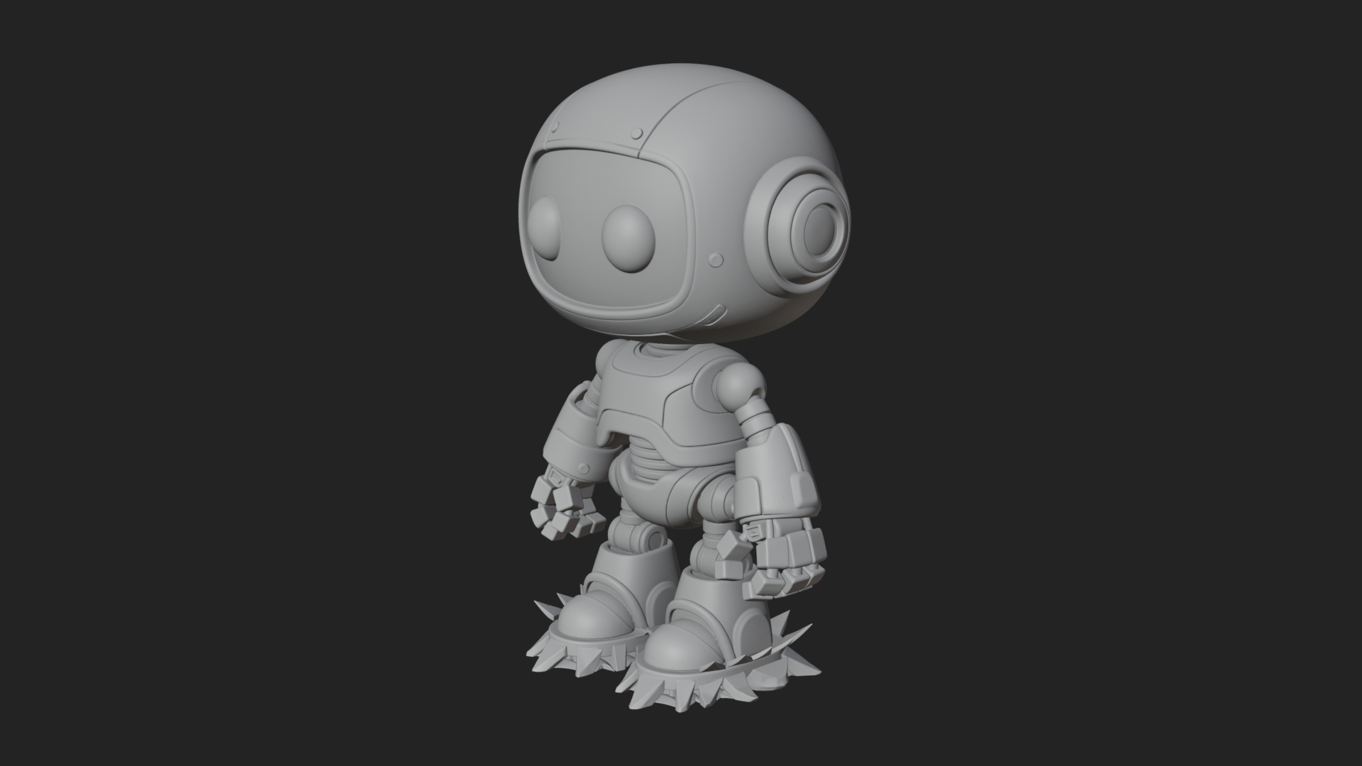 Chibi Round Head Robot Statue Design 1 3D Print Model 3D Model