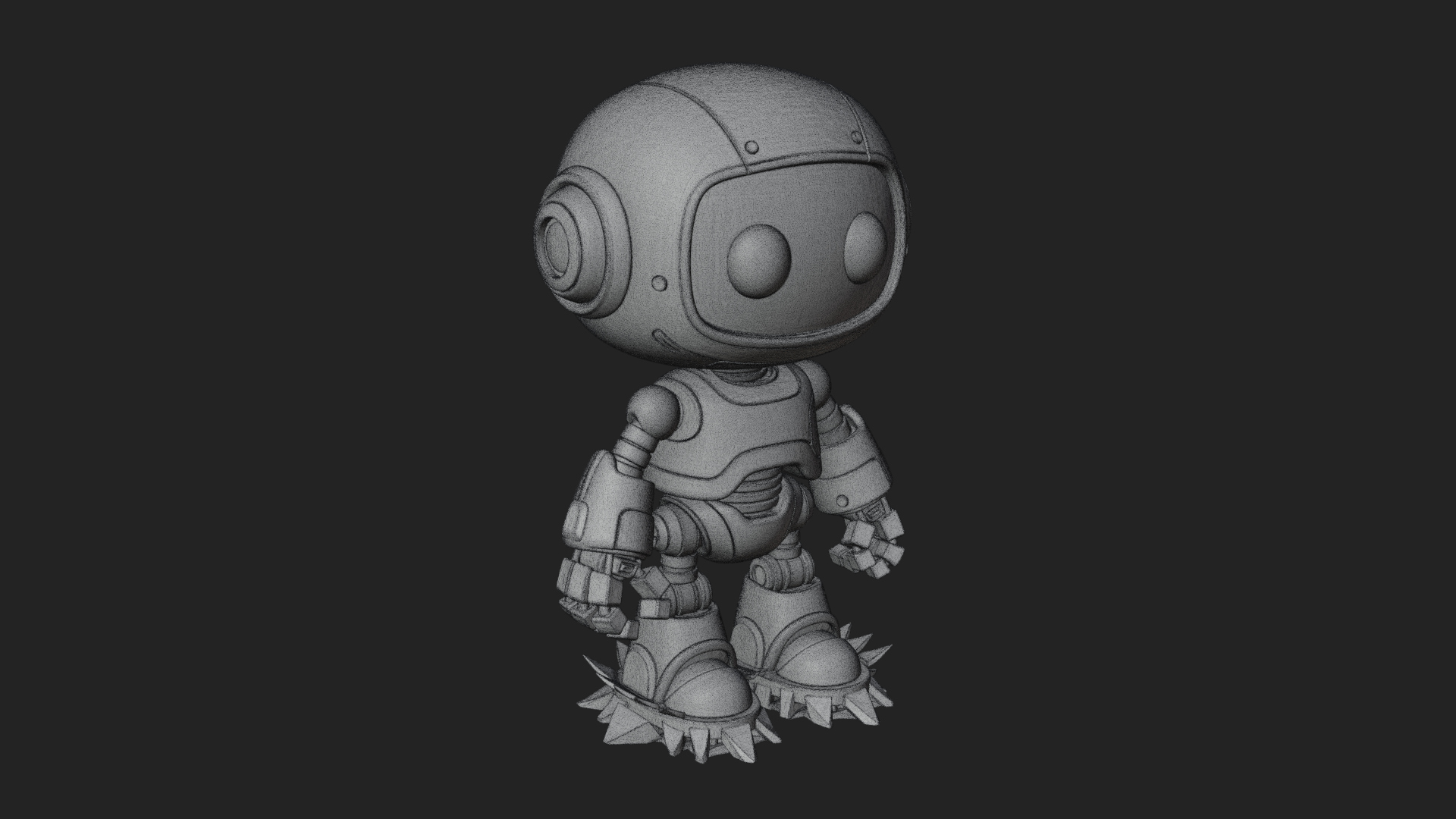 Chibi Round Head Robot Statue Design 1 3D Print Model 3D Model