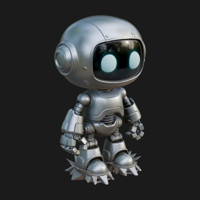 Chibi Round Head Robot Statue Design 1 3D Print Model