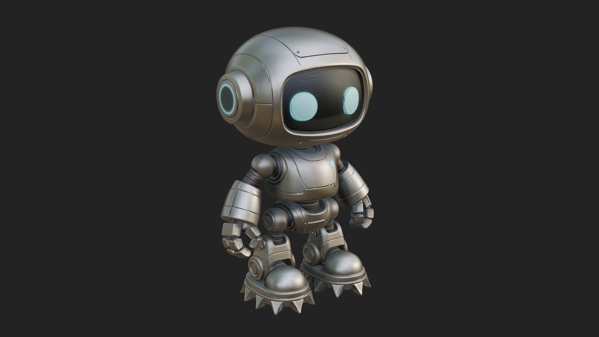 Chibi Round Head Robot Statue Design 2 3D Print Model 3D Model