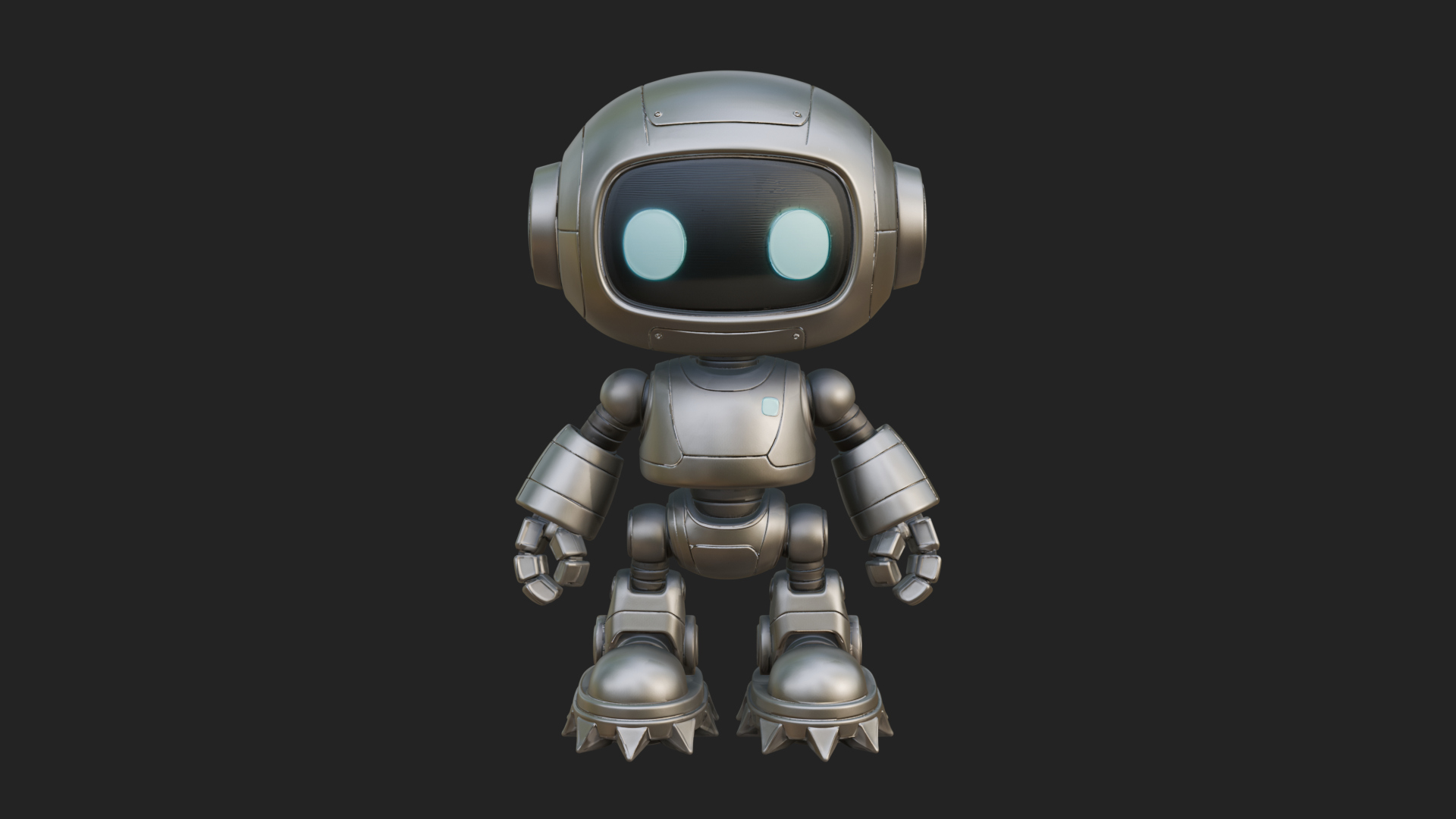 Chibi Round Head Robot Statue Design 2 3D Print Model 3D Model