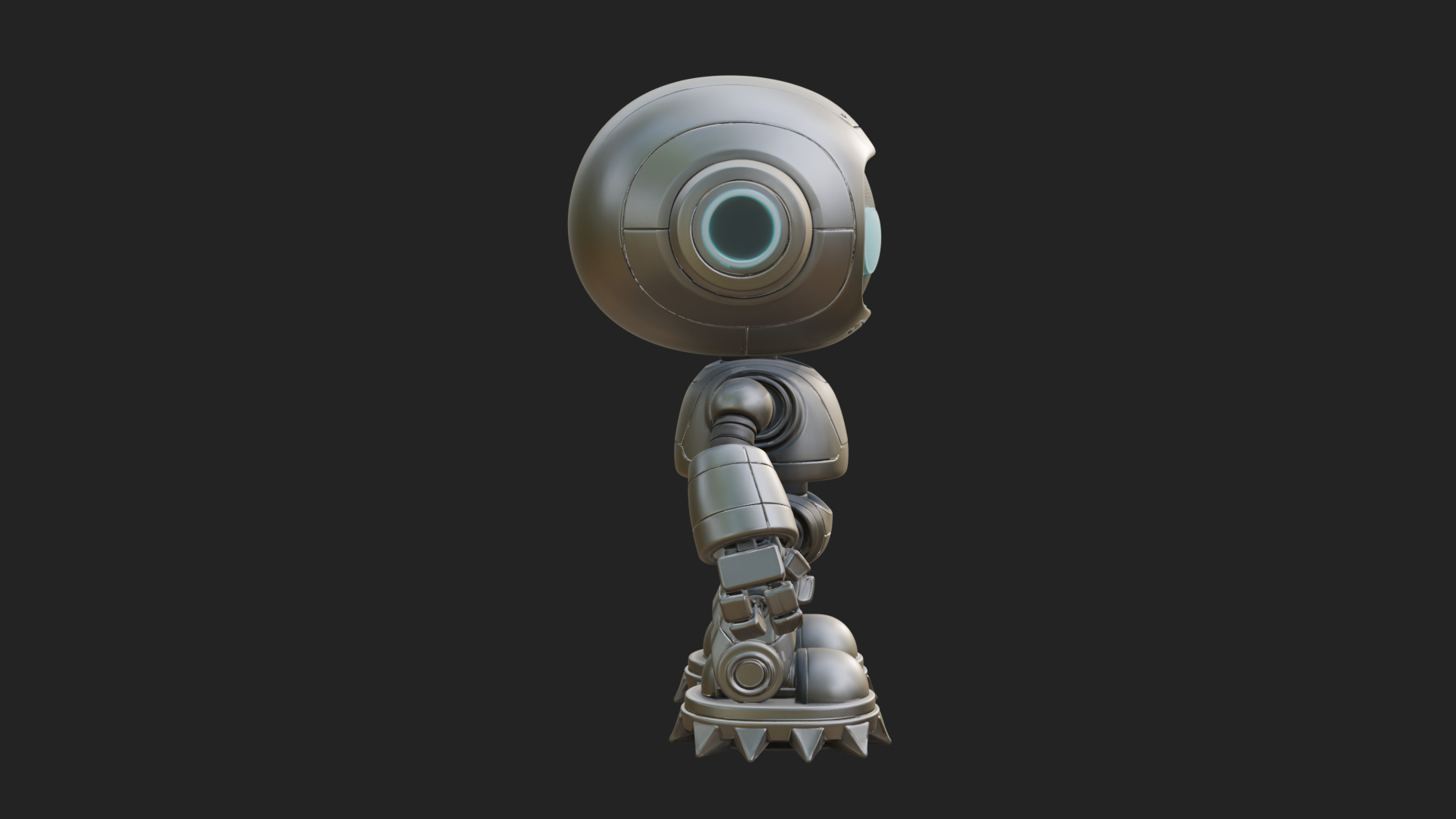 Chibi Round Head Robot Statue Design 2 3D Print Model 3D Model