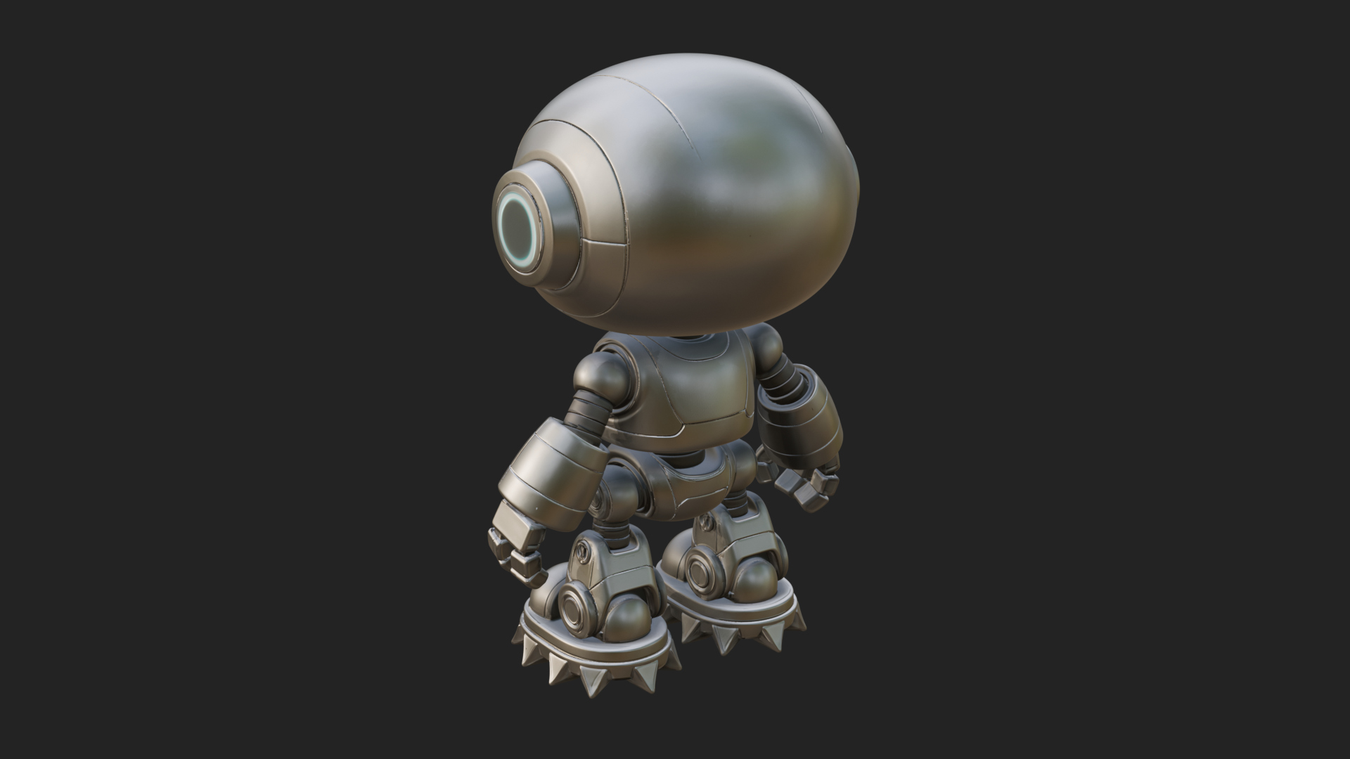 Chibi Round Head Robot Statue Design 2 3D Print Model 3D Model