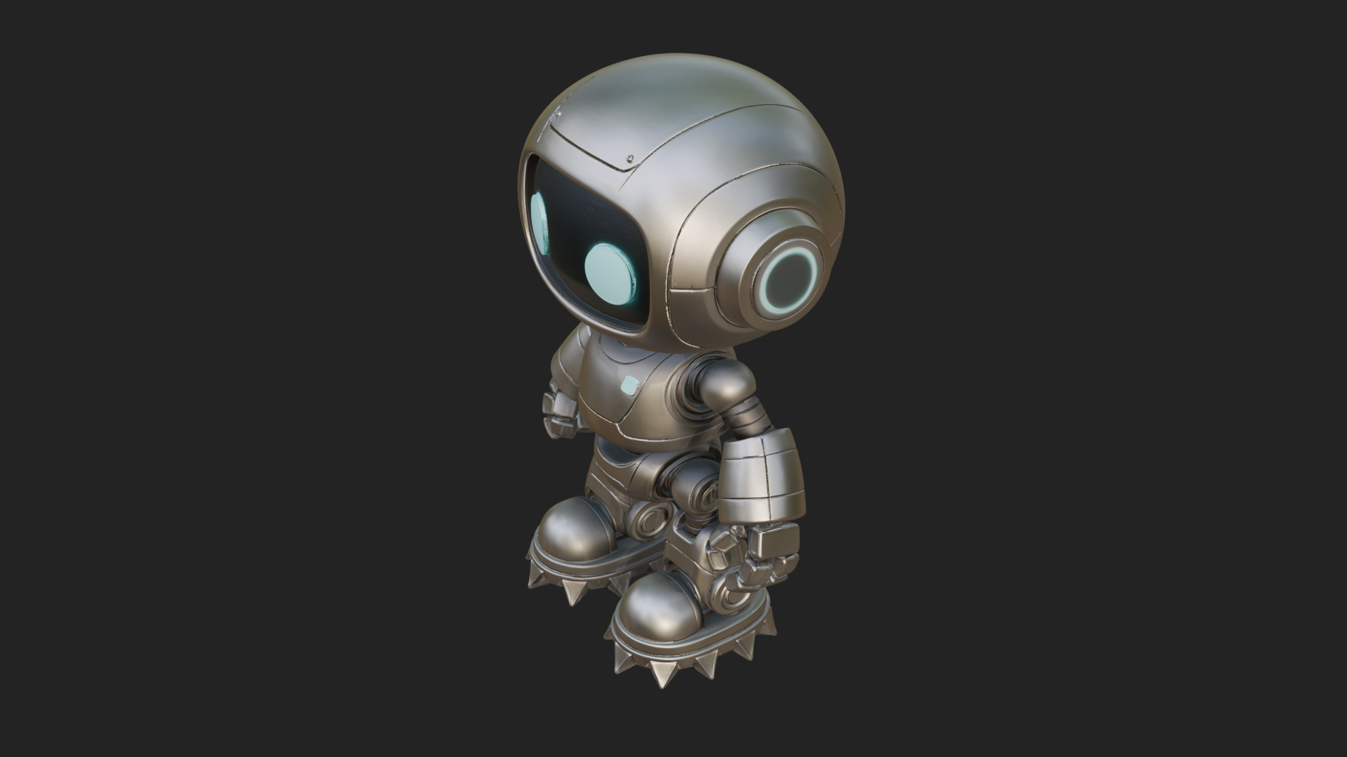 Chibi Round Head Robot Statue Design 2 3D Print Model 3D Model