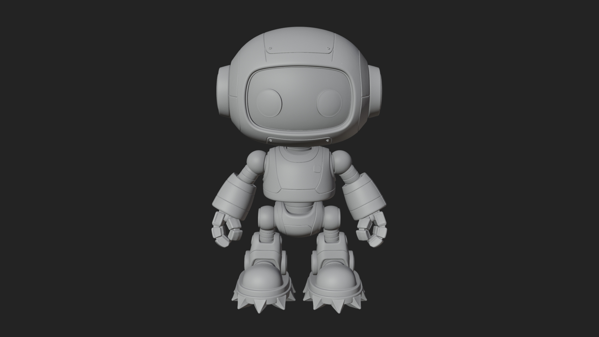 Chibi Round Head Robot Statue Design 2 3D Print Model 3D Model