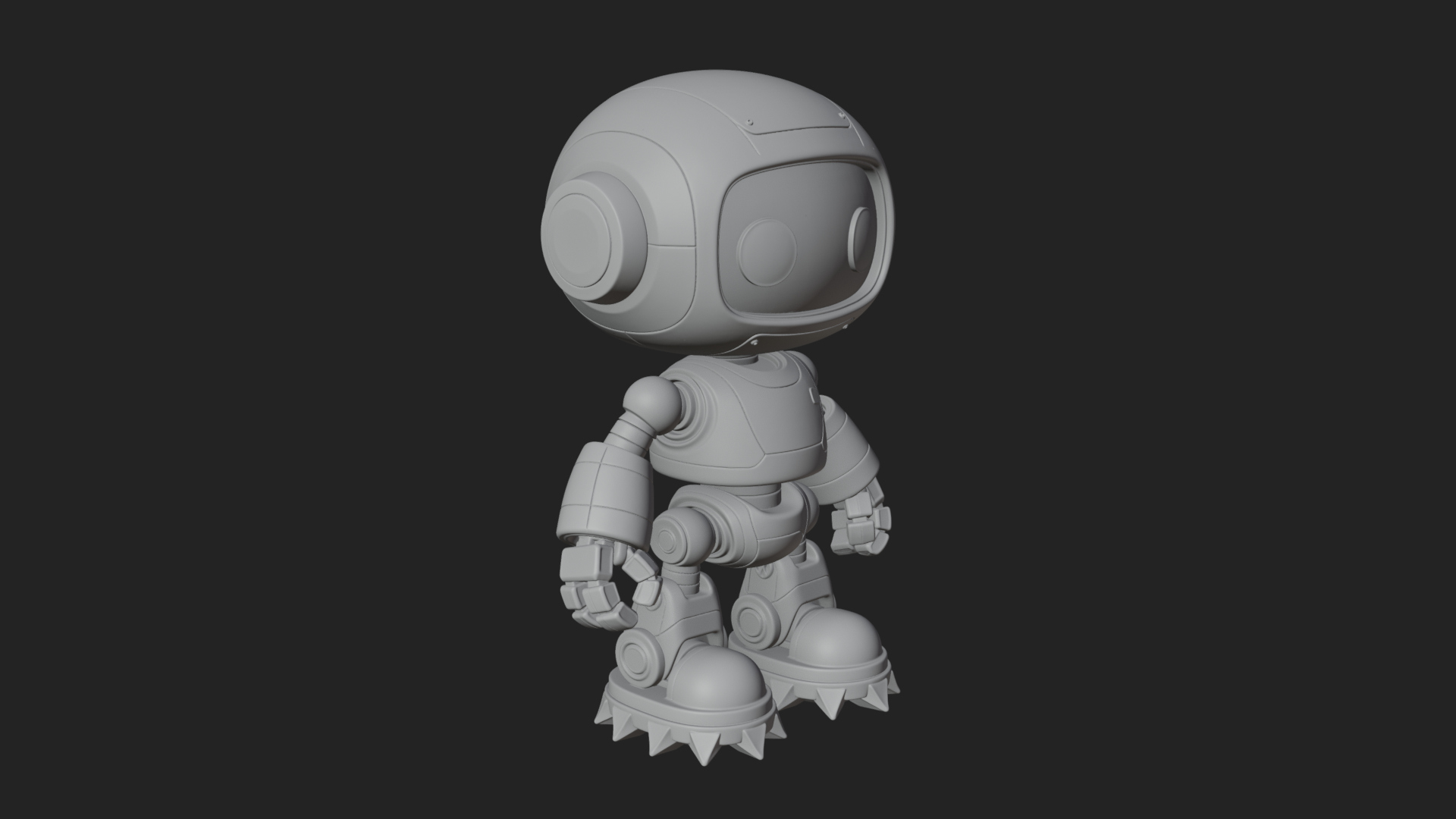 Chibi Round Head Robot Statue Design 2 3D Print Model 3D Model