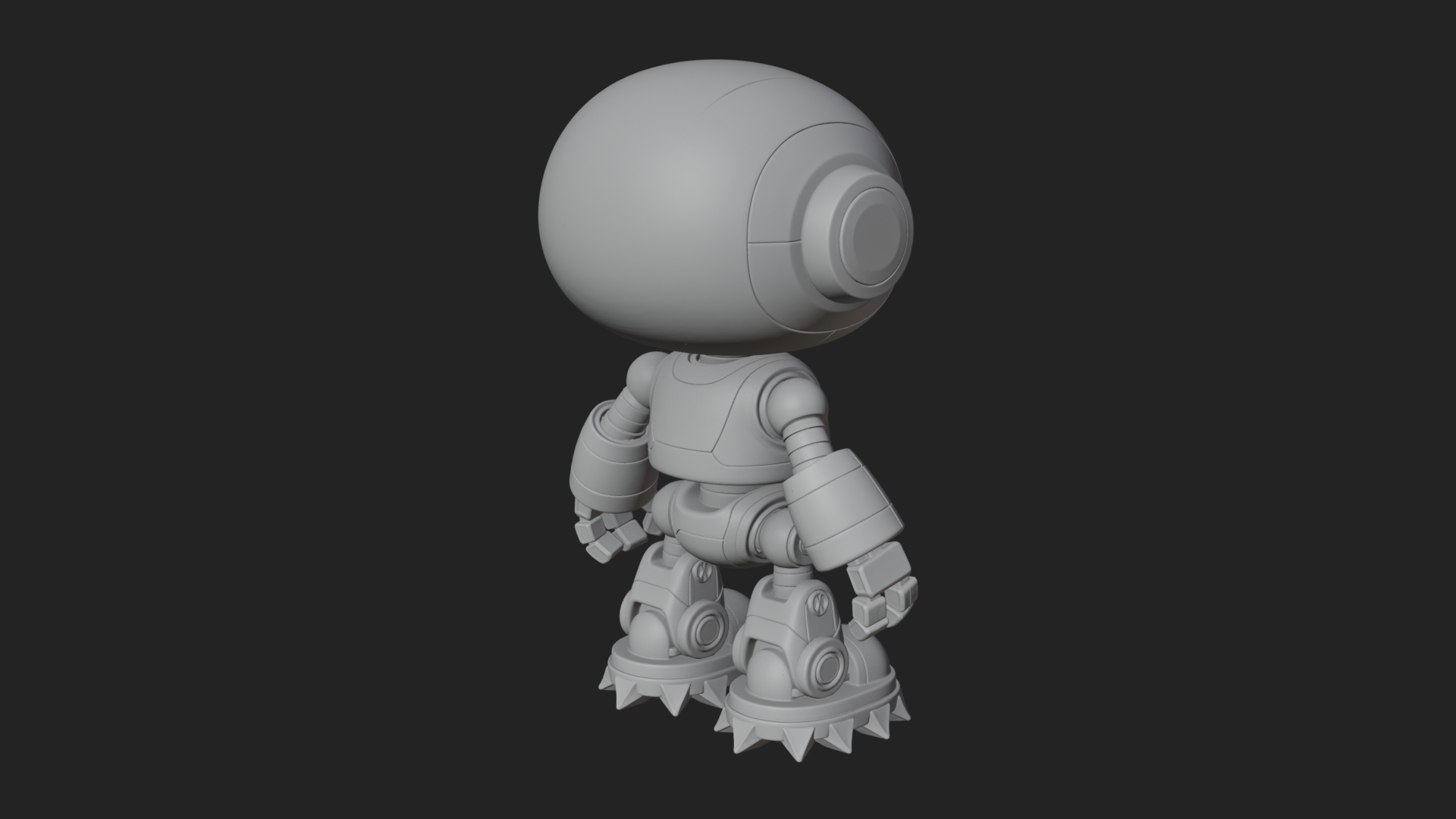 Chibi Round Head Robot Statue Design 2 3D Print Model 3D Model