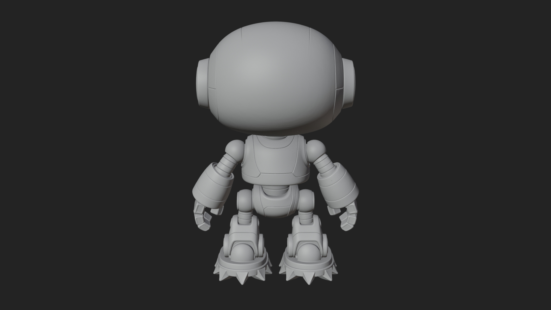 Chibi Round Head Robot Statue Design 2 3D Print Model 3D Model