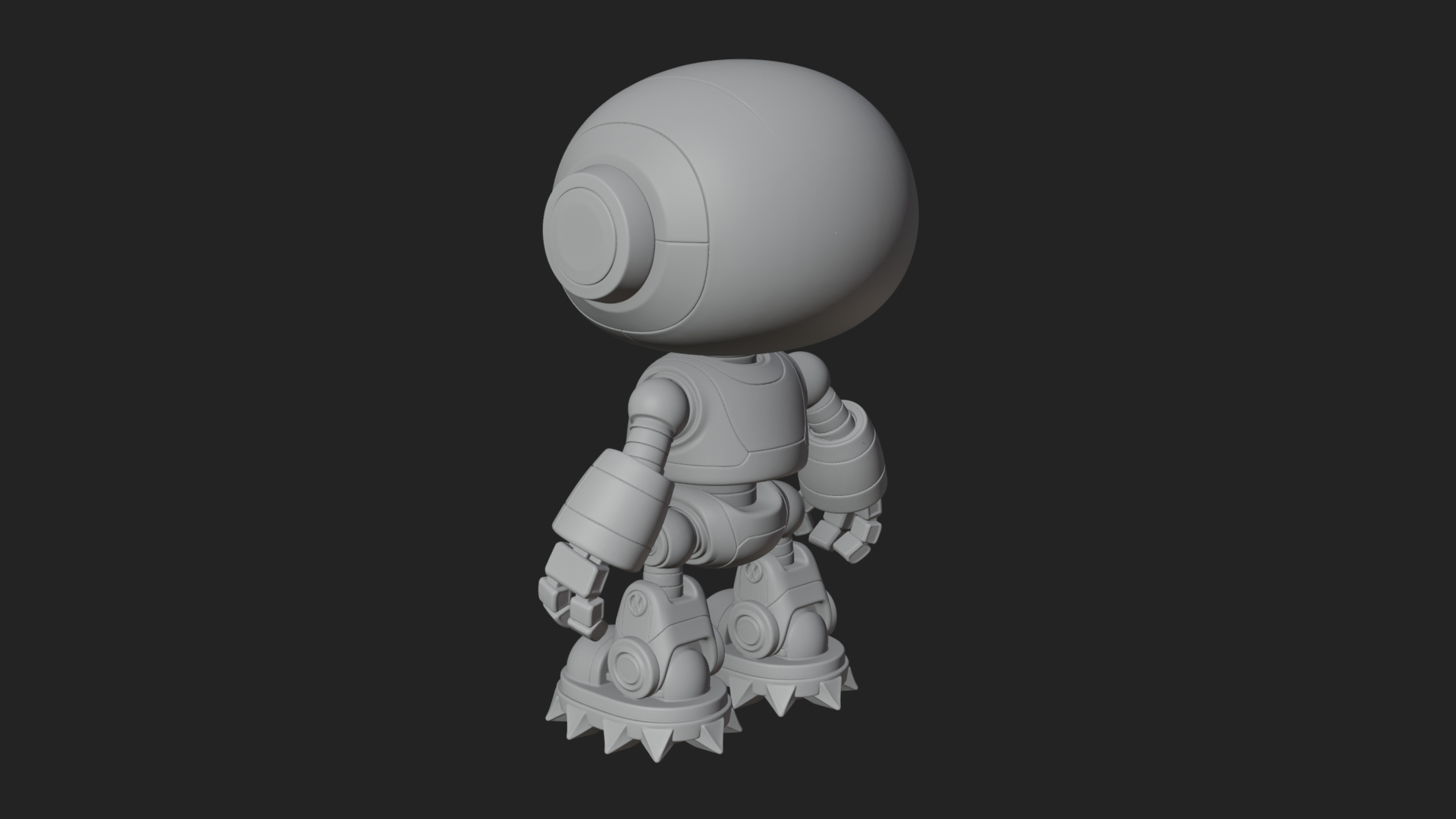 Chibi Round Head Robot Statue Design 2 3D Print Model 3D Model