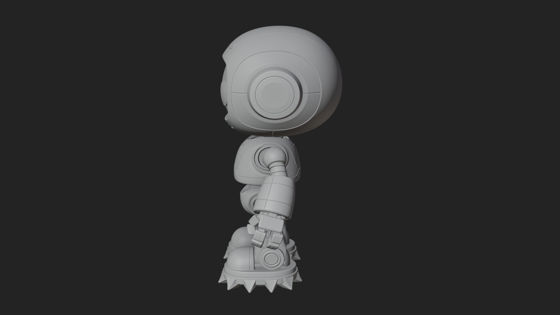 Chibi Round Head Robot Statue Design 2 3D Print Model 3D Model