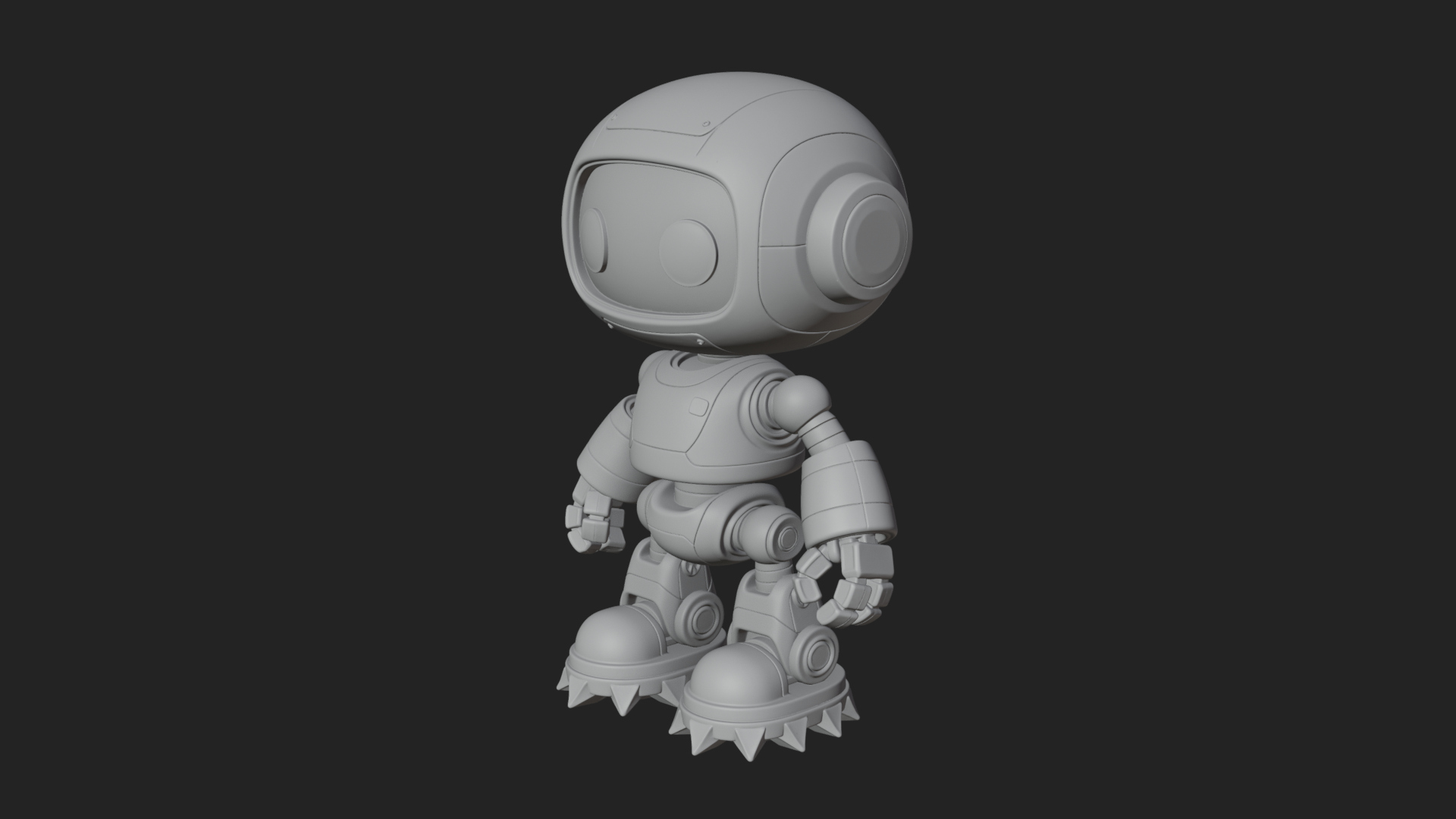 Chibi Round Head Robot Statue Design 2 3D Print Model 3D Model