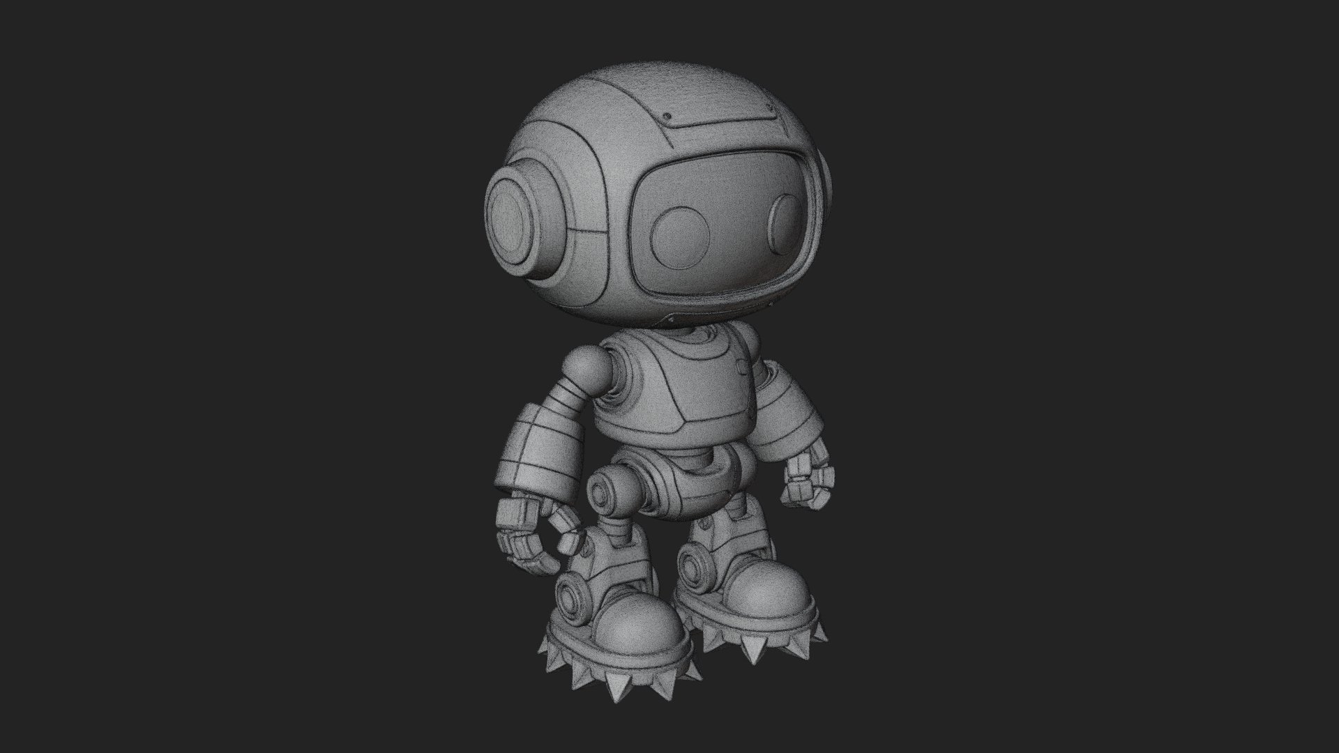 Chibi Round Head Robot Statue Design 2 3D Print Model 3D Model