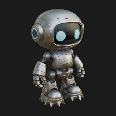 Chibi Round Head Robot Statue Design 2 3D Print Model