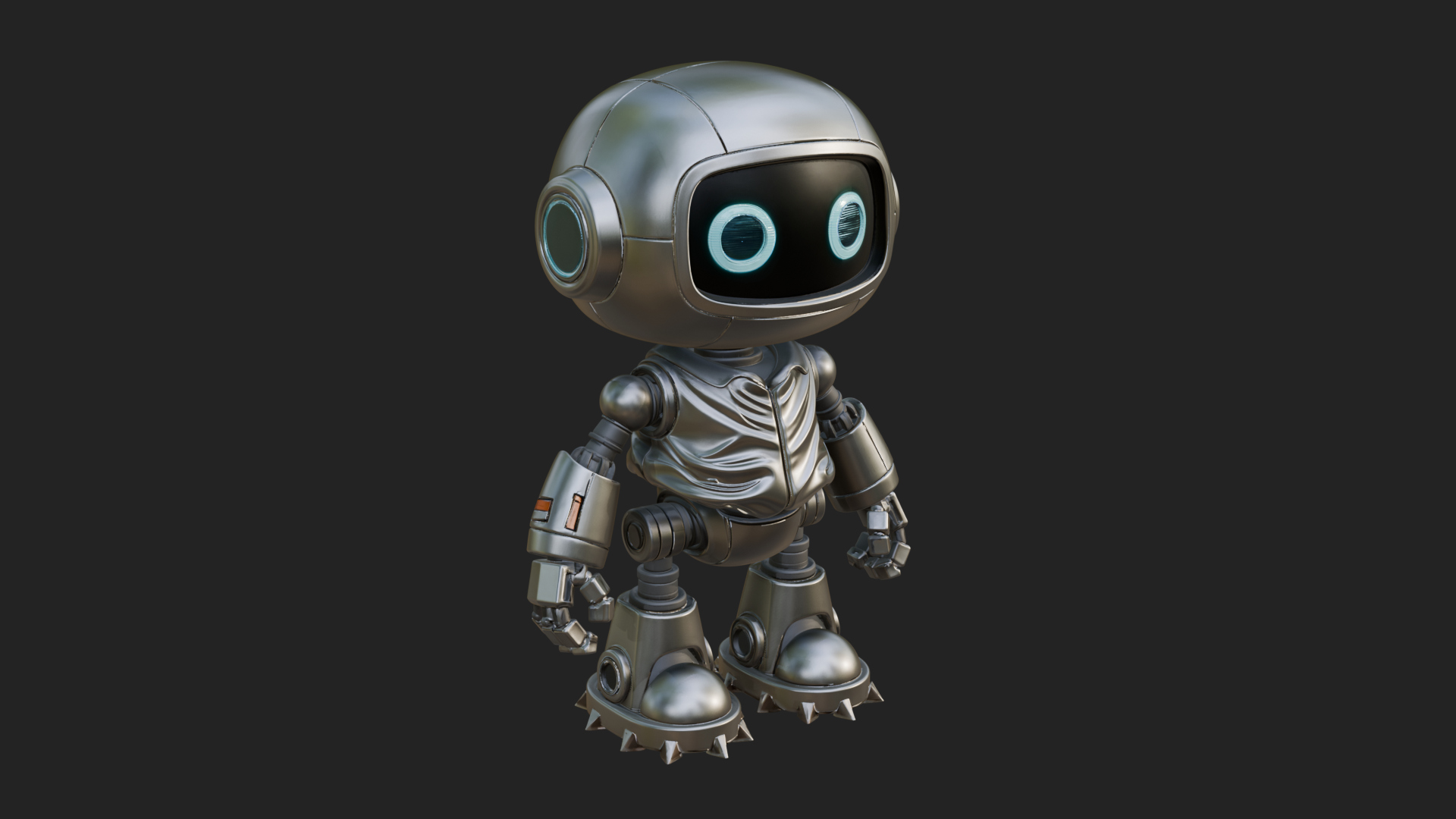 Chibi Round Head Robot Statue Design 3 3D Print Model 3D Model